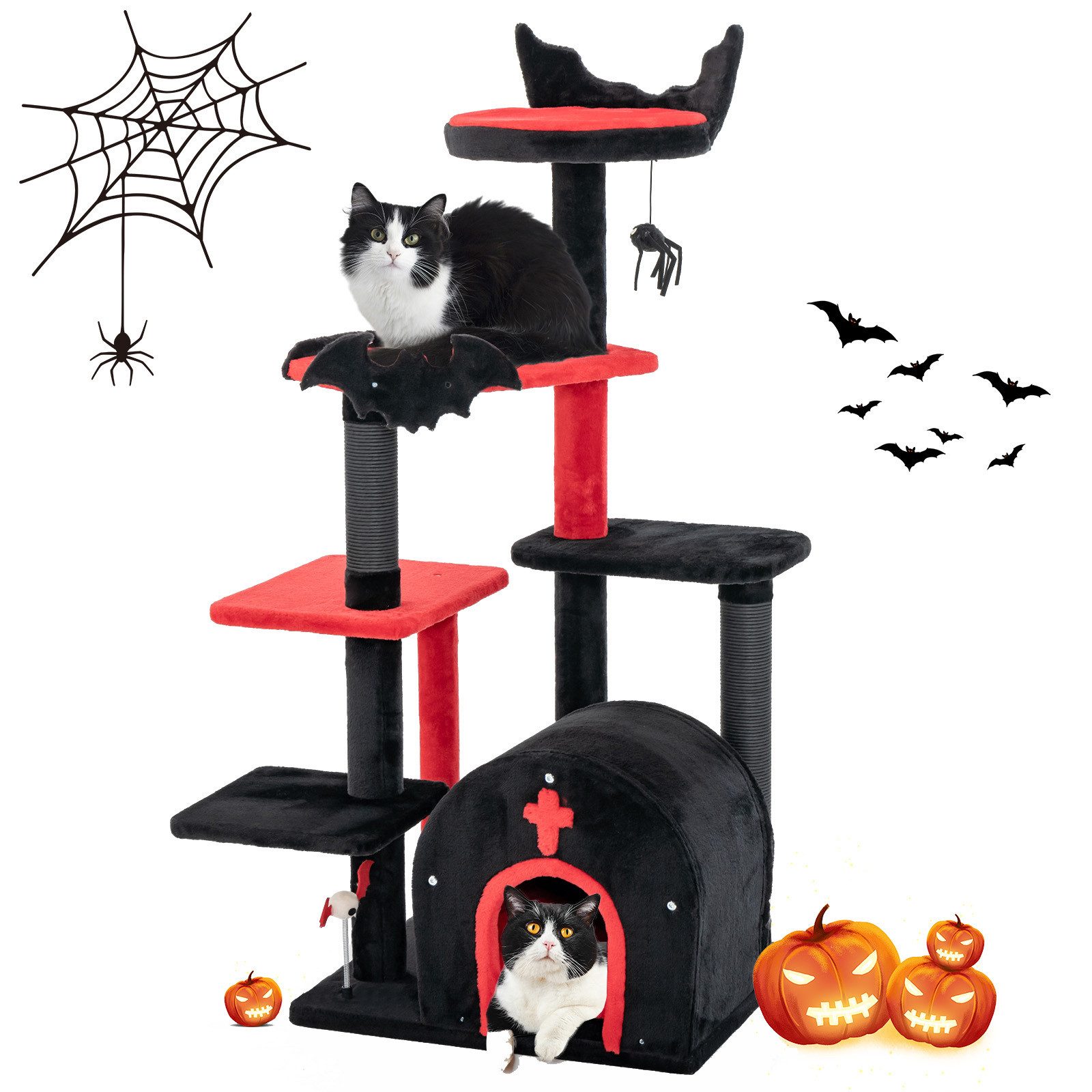 KOMFOTTEU Kratzbaum Gothic Katzenbaum, mit geräumiger Aussichtsplattform