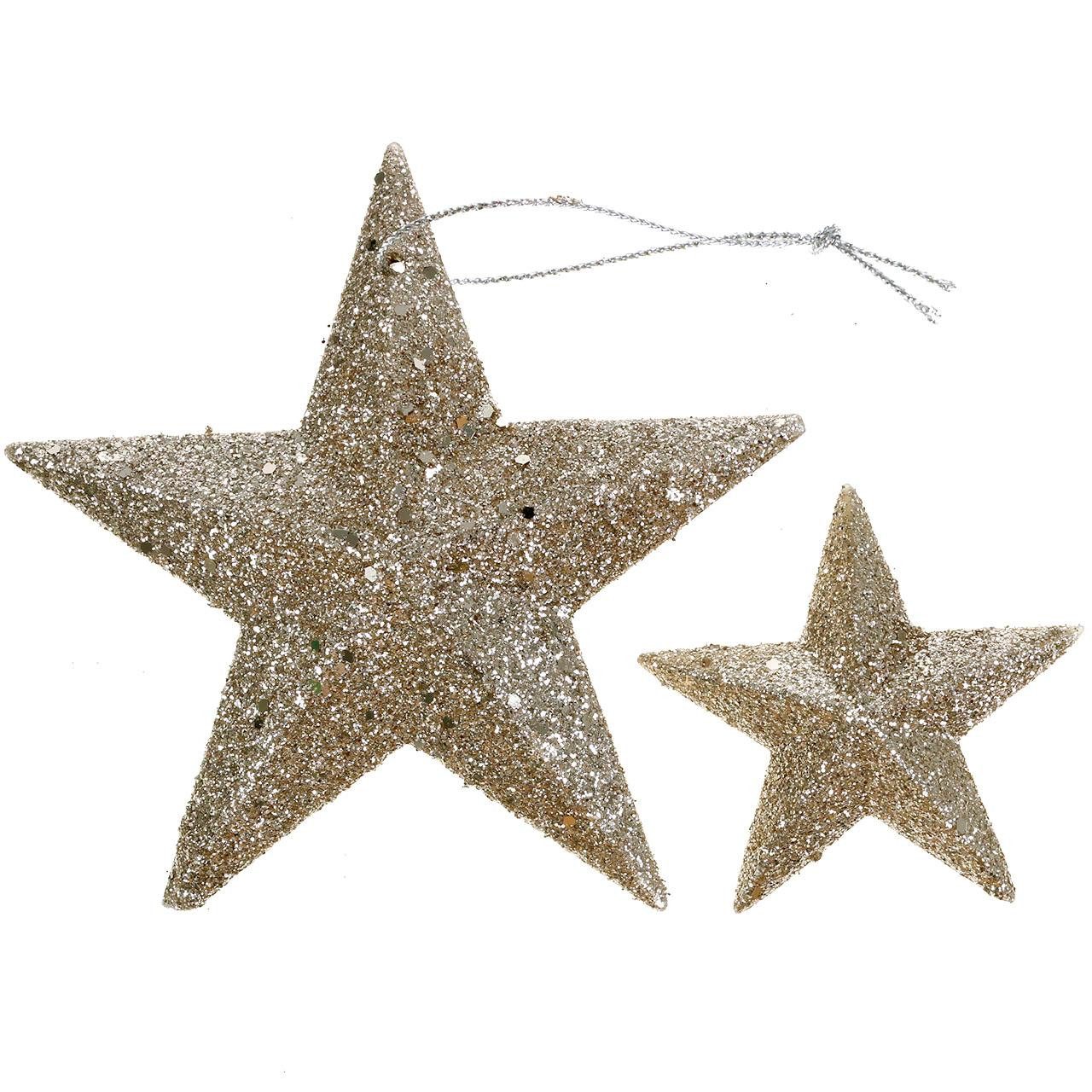 Viana Christbaumschmuck Glitterstern Champagner Weihnachten Dekoration Christbaum, 18 Stück