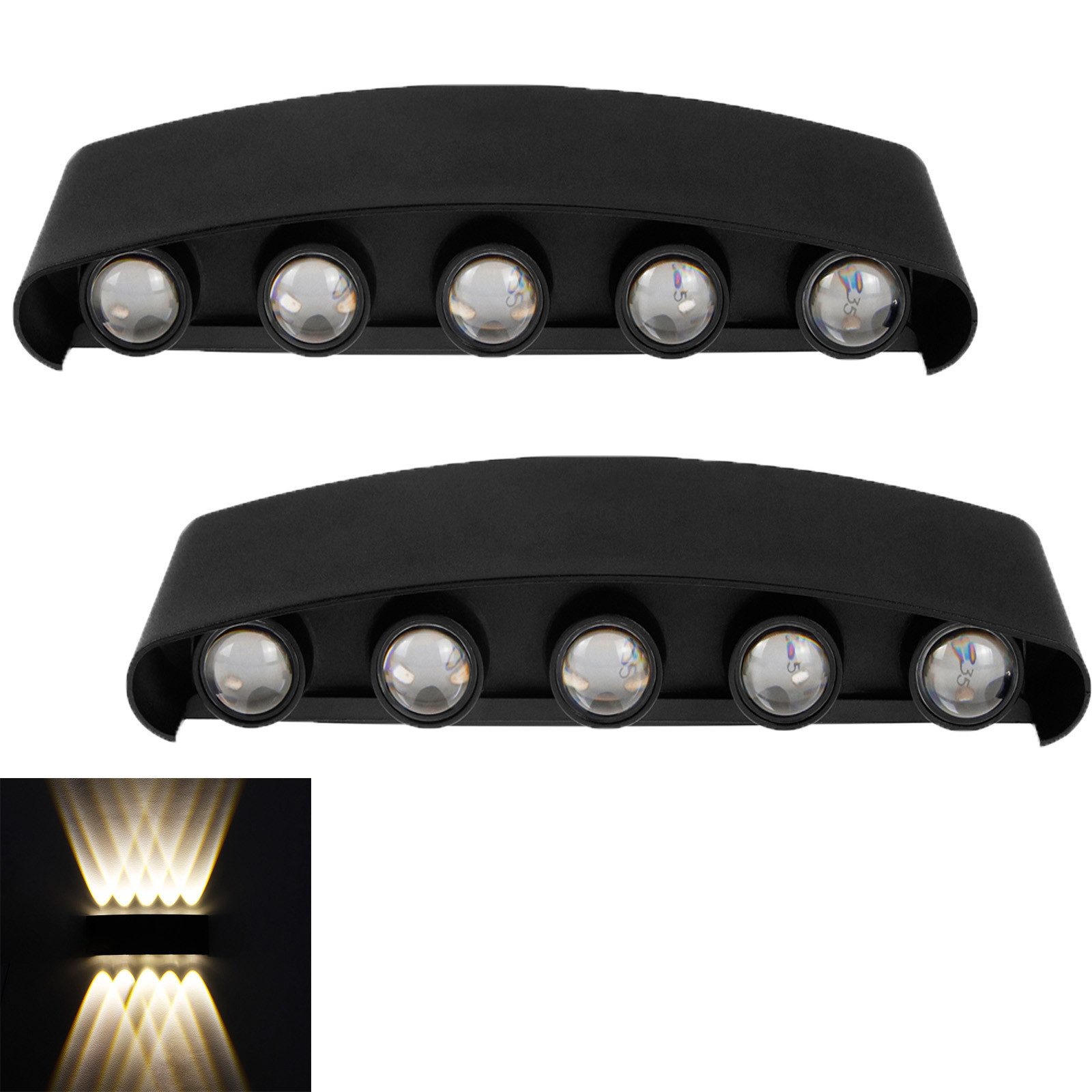 MUPOO LED Wandstrahler LED Wandleuchte Auf&Ab Wand Прожекторы Aluminium Wandlamp Hügel Spotlamp, 10 W, LED fest integriert, Up Down Wandstrahler