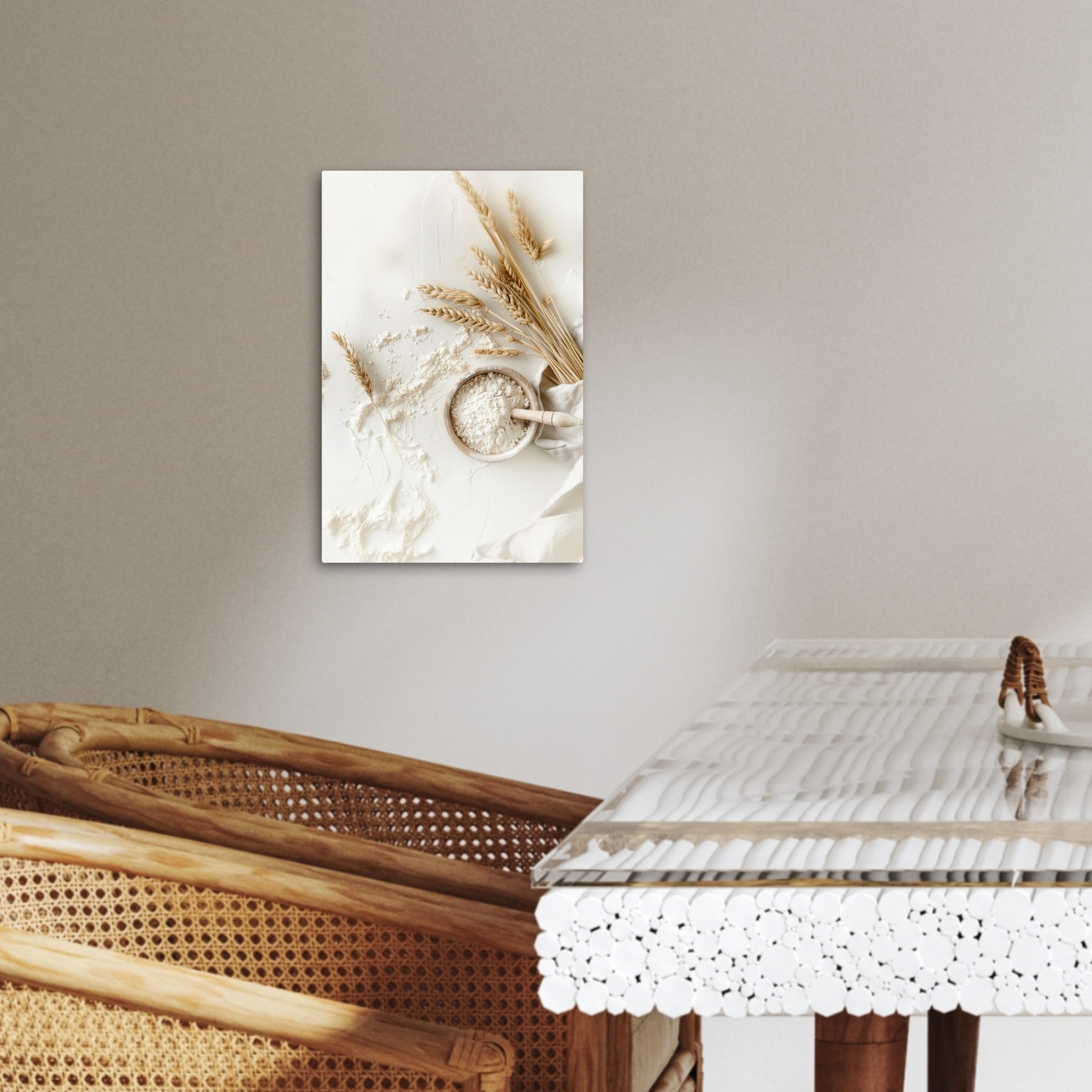 OneMillionCanvasses® Leinwandbild Blume - Holz - Weizen - Küche, Fotodruck (1 St), Küchenbilder Modern, Deko Bilder für die Küche 30x20 cm – Bild 3 von 3