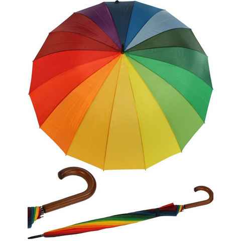HAPPY RAIN Langregenschirm XXL Schirm Regenbogen für zwei Personen, riesengroß und kunterbunt
