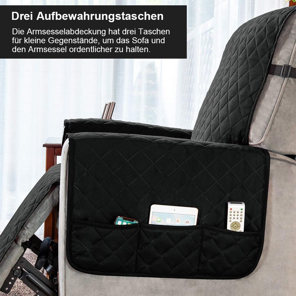 ANYSUN Sesselschoner Liegesofa Sesselbezug, Sesselschoner mit Taschen Sesselüberwurf, Wasserdicht,Anti-Schmutz Waschbar Sesselschutz für Hunde Haustiere