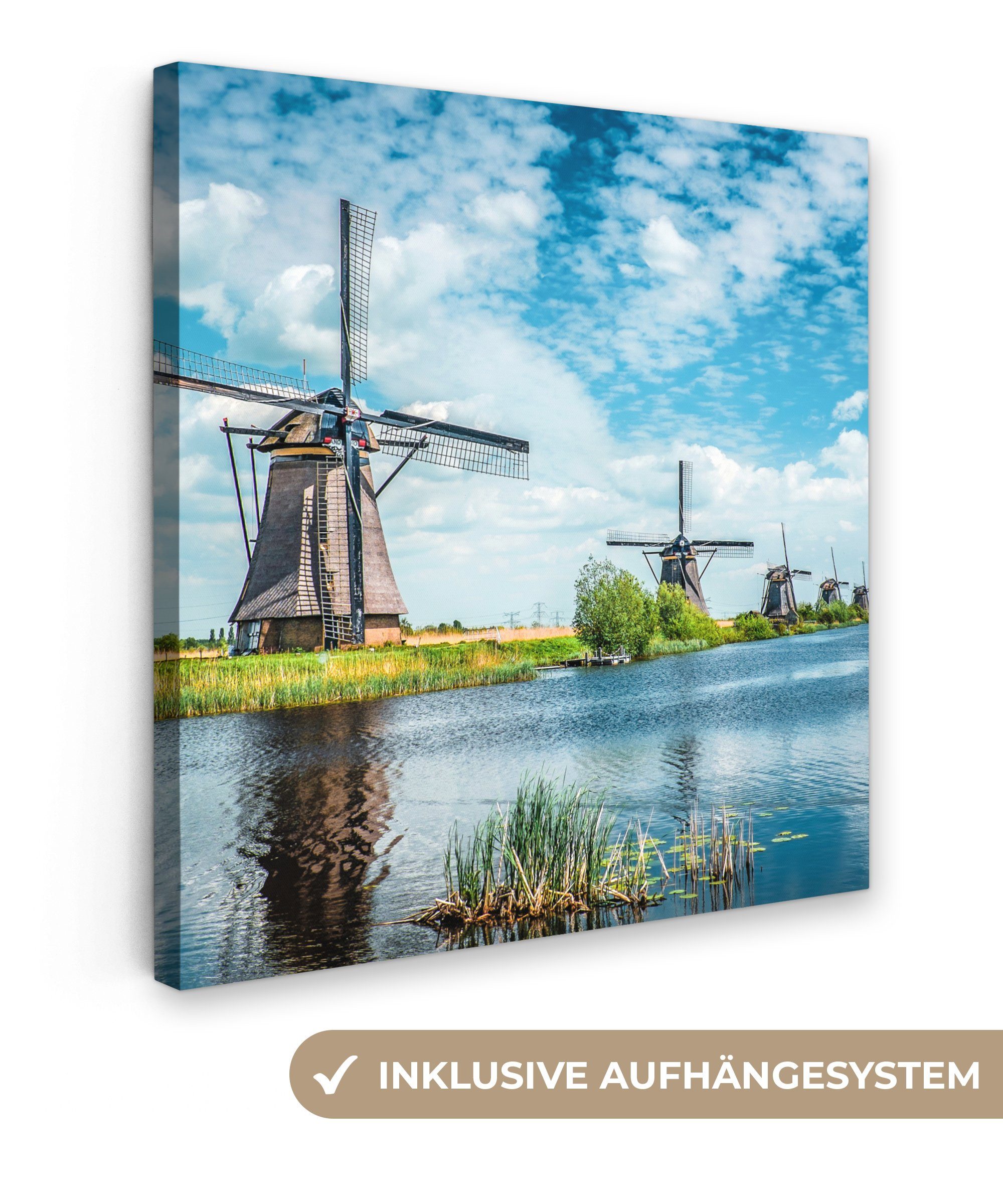 OneMillionCanvasses® Leinwandbild Mühle - Luft - Niederlande, (1 St), Leinwand Bilder für Wohnzimmer Schlafzimmer