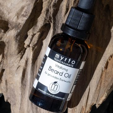 myrto Naturkosmetik Bartpomade Vitalizing Beard Oil - Bio Bartöl für gesunden Bartwuchs, naturreine ätherische Öle, palmölfrei, nicht-komedogen, vegan