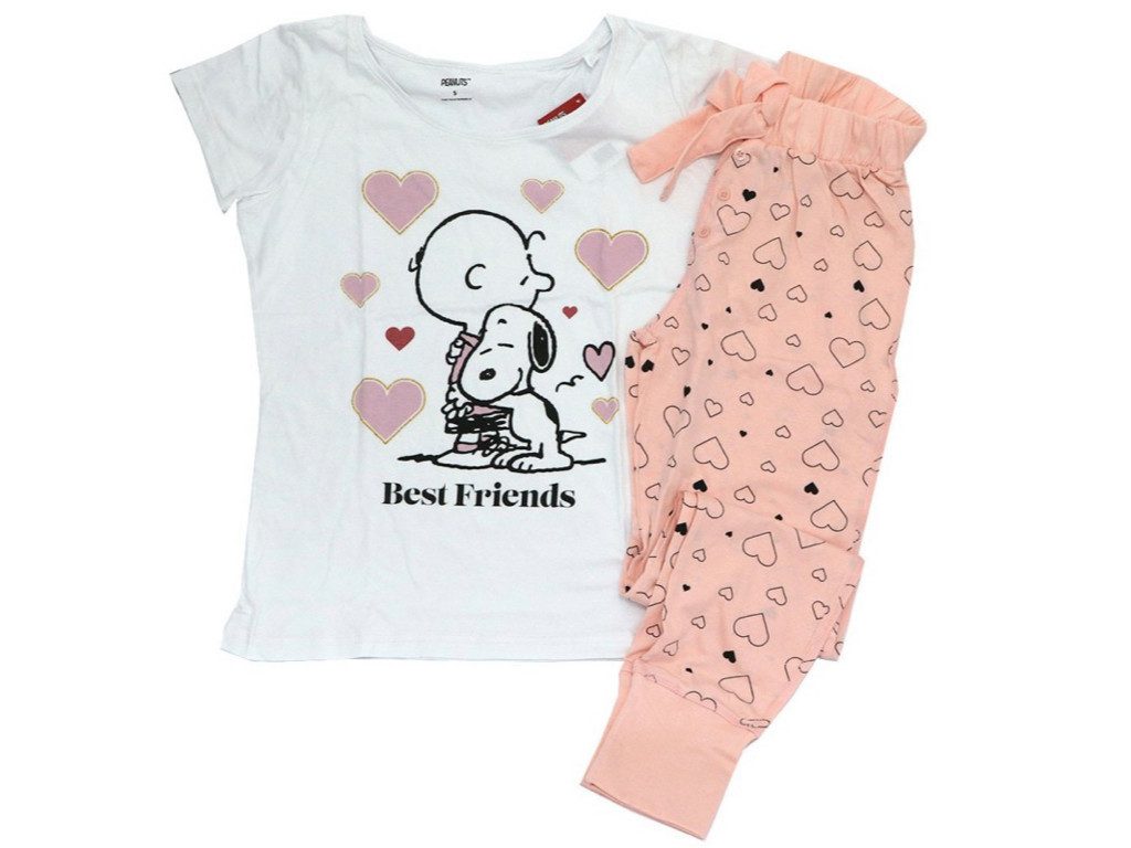 Snoopy Schlafanzug The Peanuts Schlafanzug für Damen Snoopy und Charlie Brown