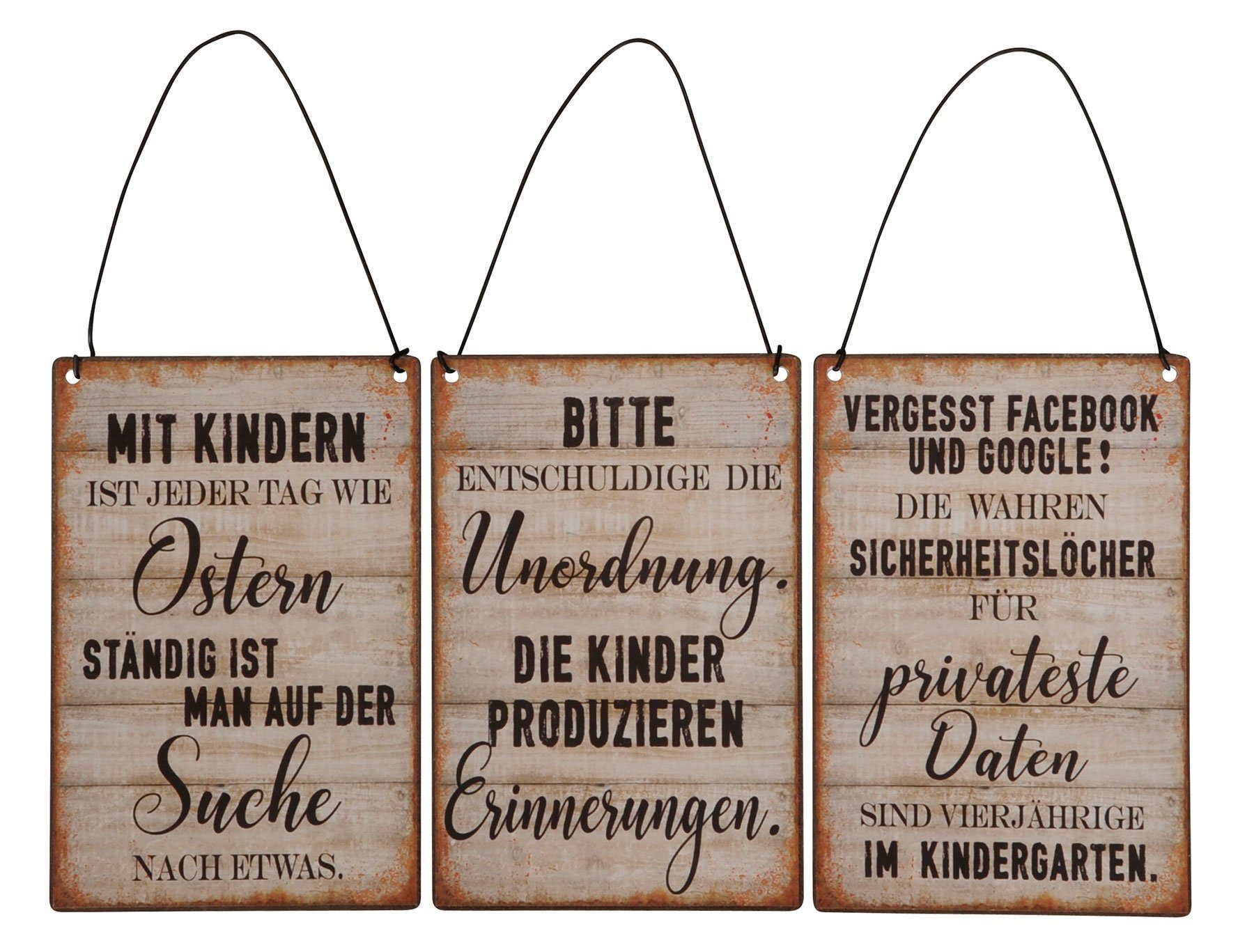 Levandeo® Wandbild, 3er Set Blechschilder H15cm Sprüche Kinder Wandbild Wanddeko Deko