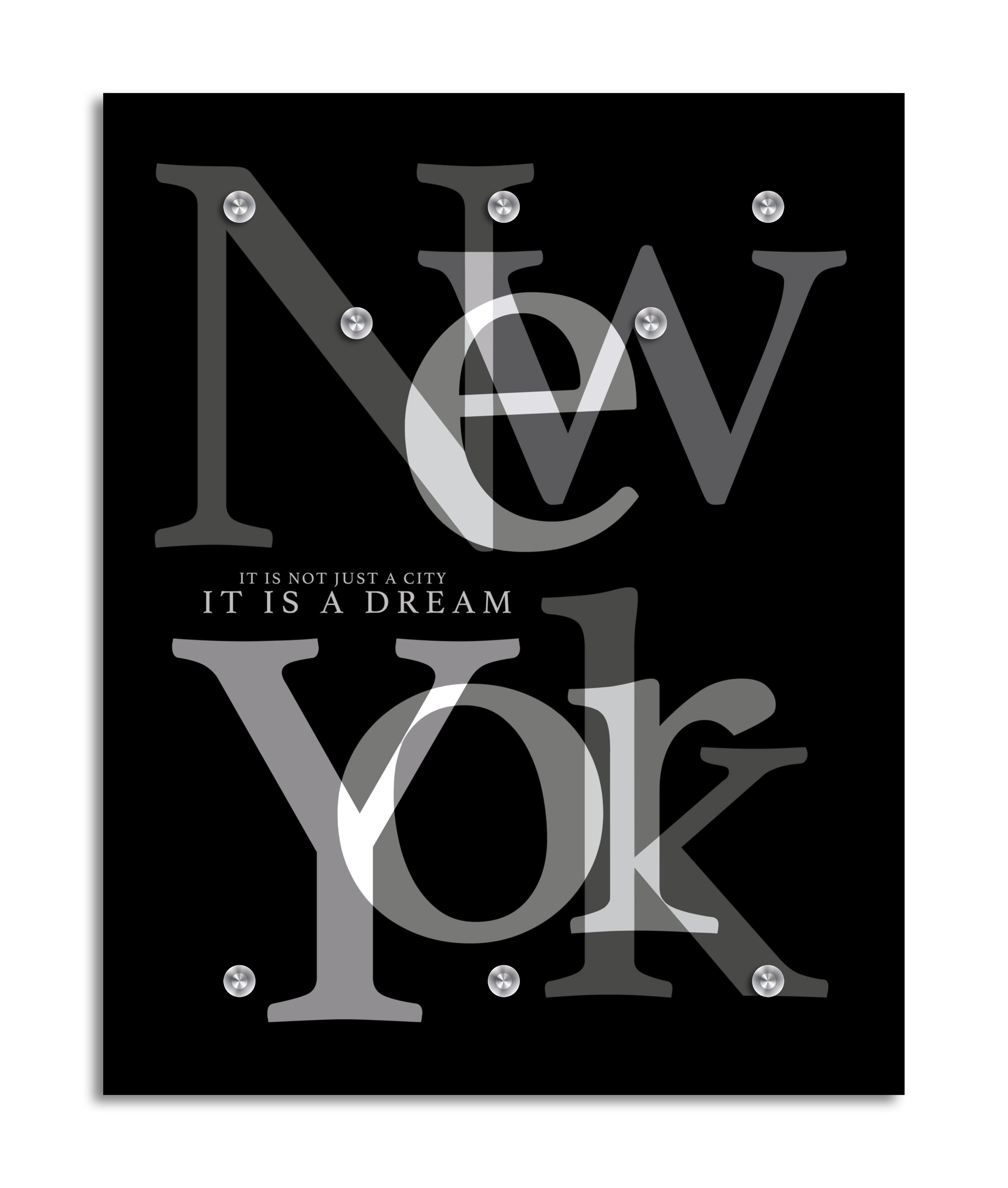 queence Wandgarderobe Acrylglas Garderobe - New York, Amerika, groß, XXL (1 St), 100x120 cm - mit Edelstahlhaken