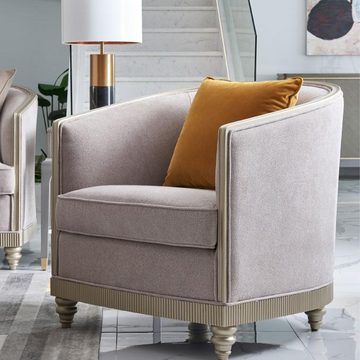 JVmoebel Wohnzimmer-Set Designer Couch Sitz Polster 3+1+1 Sitzer BeigeTextil Garnitur, Made in Europe
