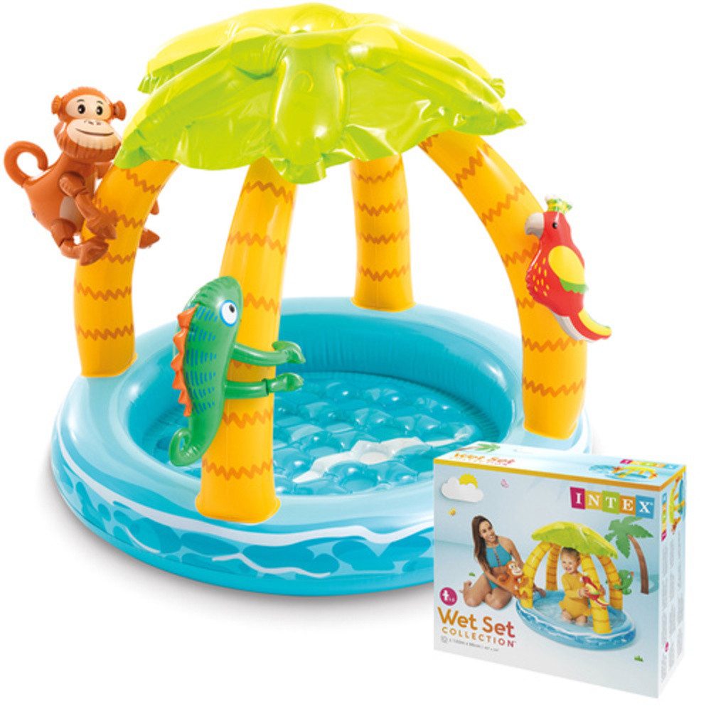 Intex Planschbecken Aufblasbares Kinderbecken Baby-Pool, (Spar-Set, 1-tlg., Tropical Island), kindgerechten Wassertiefe von 13 cm