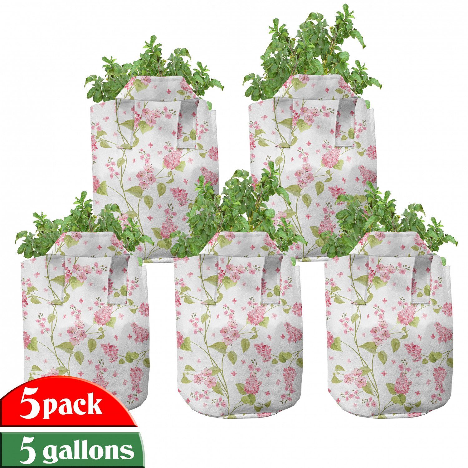 Abakuhaus Pflanzkübel hochleistungsfähig Stofftöpfe mit Griffen für Pflanzen, Shabby Chic Nature Blossom Buds