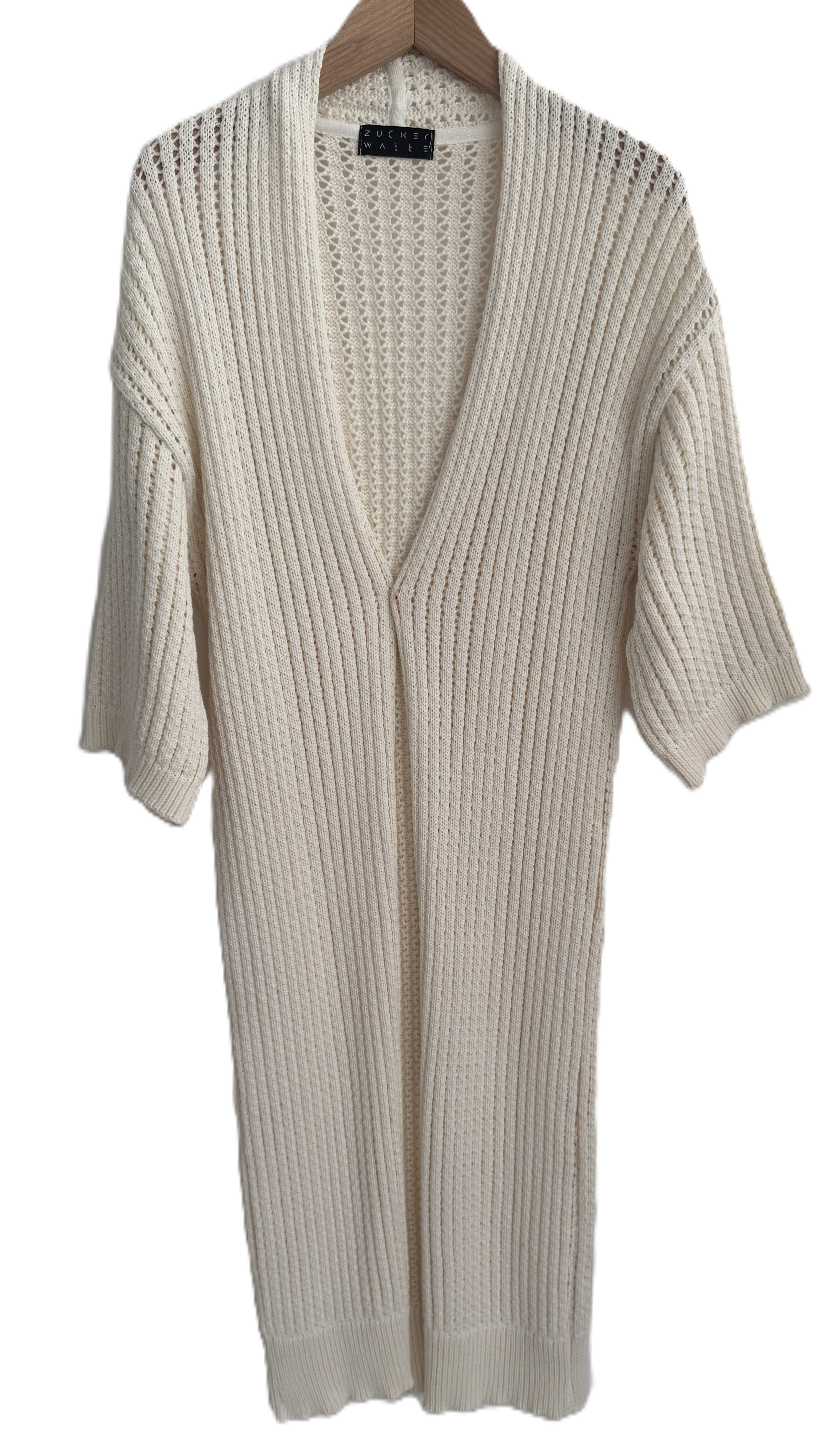 Zuckerwatte Longstrickjacke 3/4 Arm, Lochstrick Optik, aus weicher Baumwoll günstig online kaufen