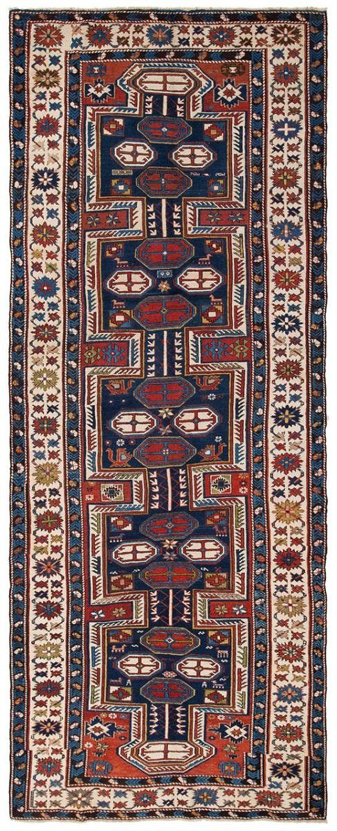 Orientteppich Kazak Antik 144x359 Handgeknüpfter Orientteppich Läufer, Nain Trading, rechteckig, Höhe: 5 mm