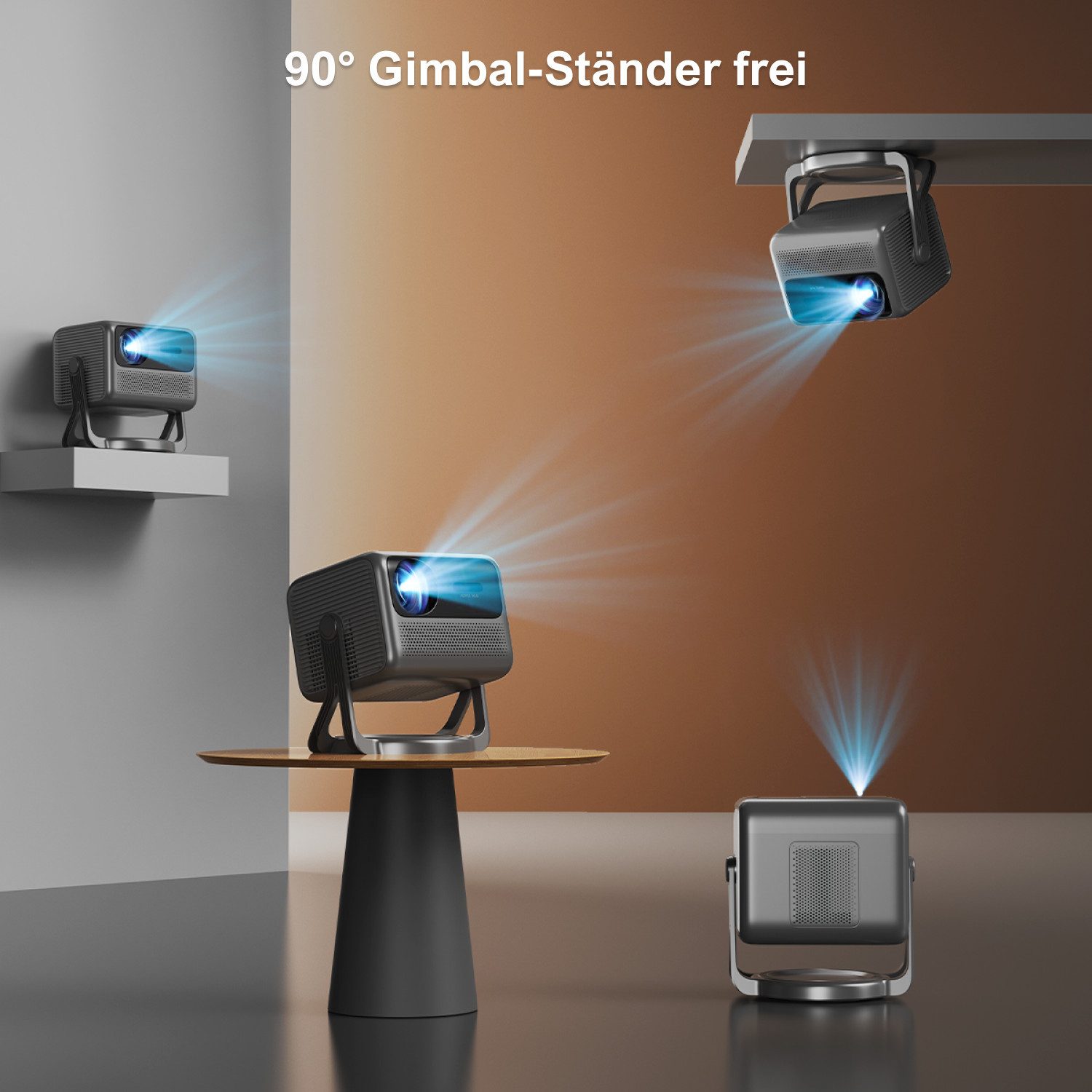 Ultimea Nova C40 Beamer mit 4K Dekodierung und Android TV 11.0 Beamer (1000:1, 1920 x 1080 px, Dolby Audio, 600 ANSI, HDR10&HLG, mit 90° Gimbal Stand-freiem Design)