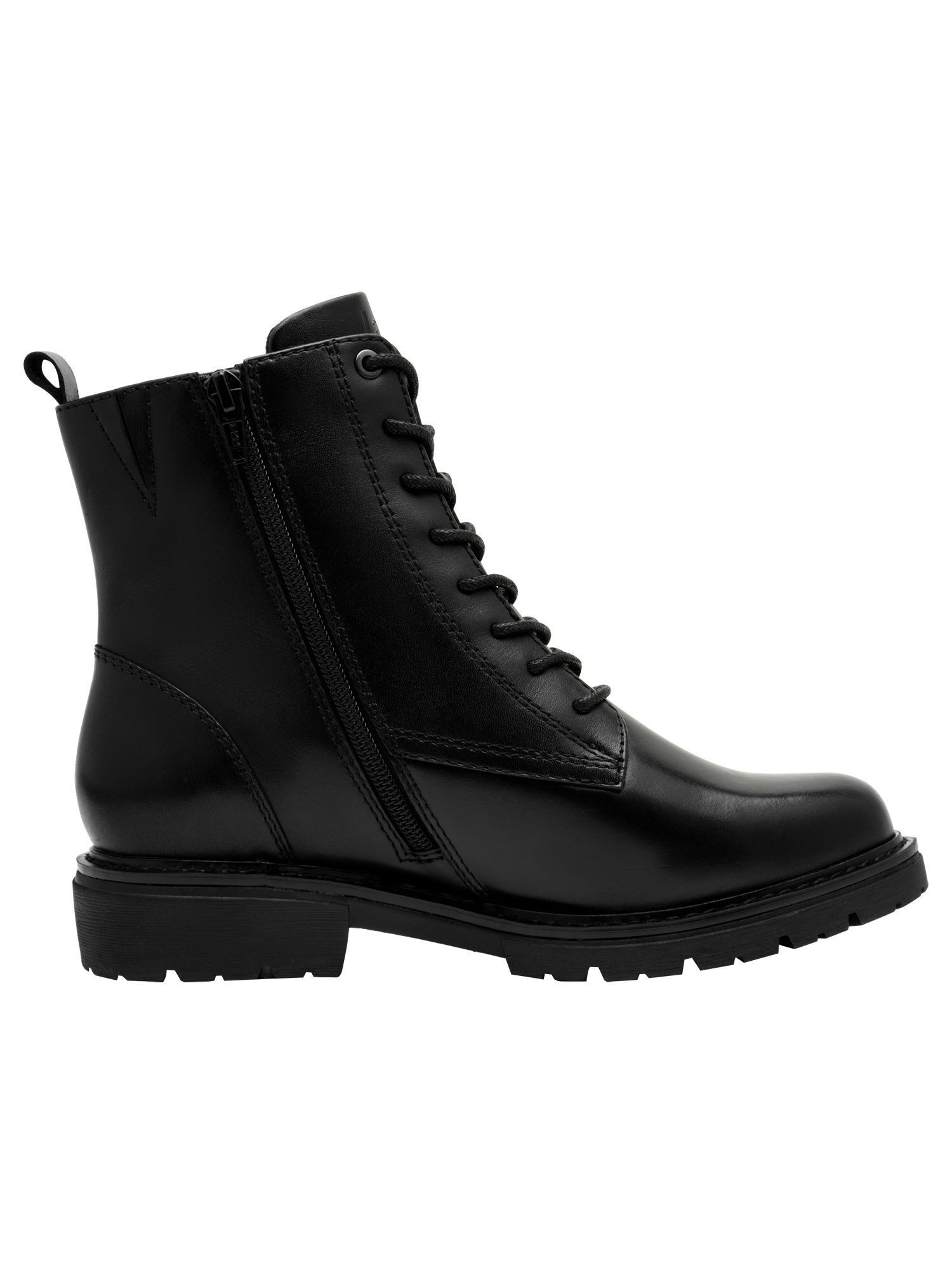 Jana Mehrweite aus Leder Blockabsatz 8-25701-45 Schnürstiefelette