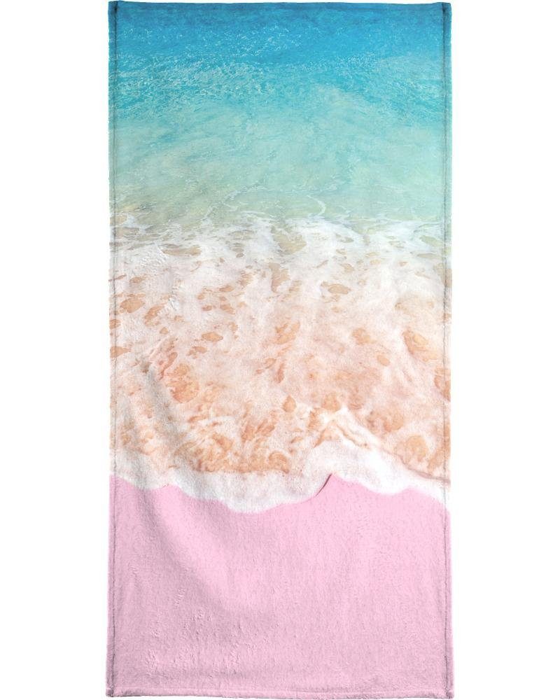 bedrucktes, Pink Juniqe Frottee-Veloursqualität. Strandtuch Einseitig Strandtuch Bedruckte - weicher (1-St), in Sand Frottee-Veloursqualität Oberseite