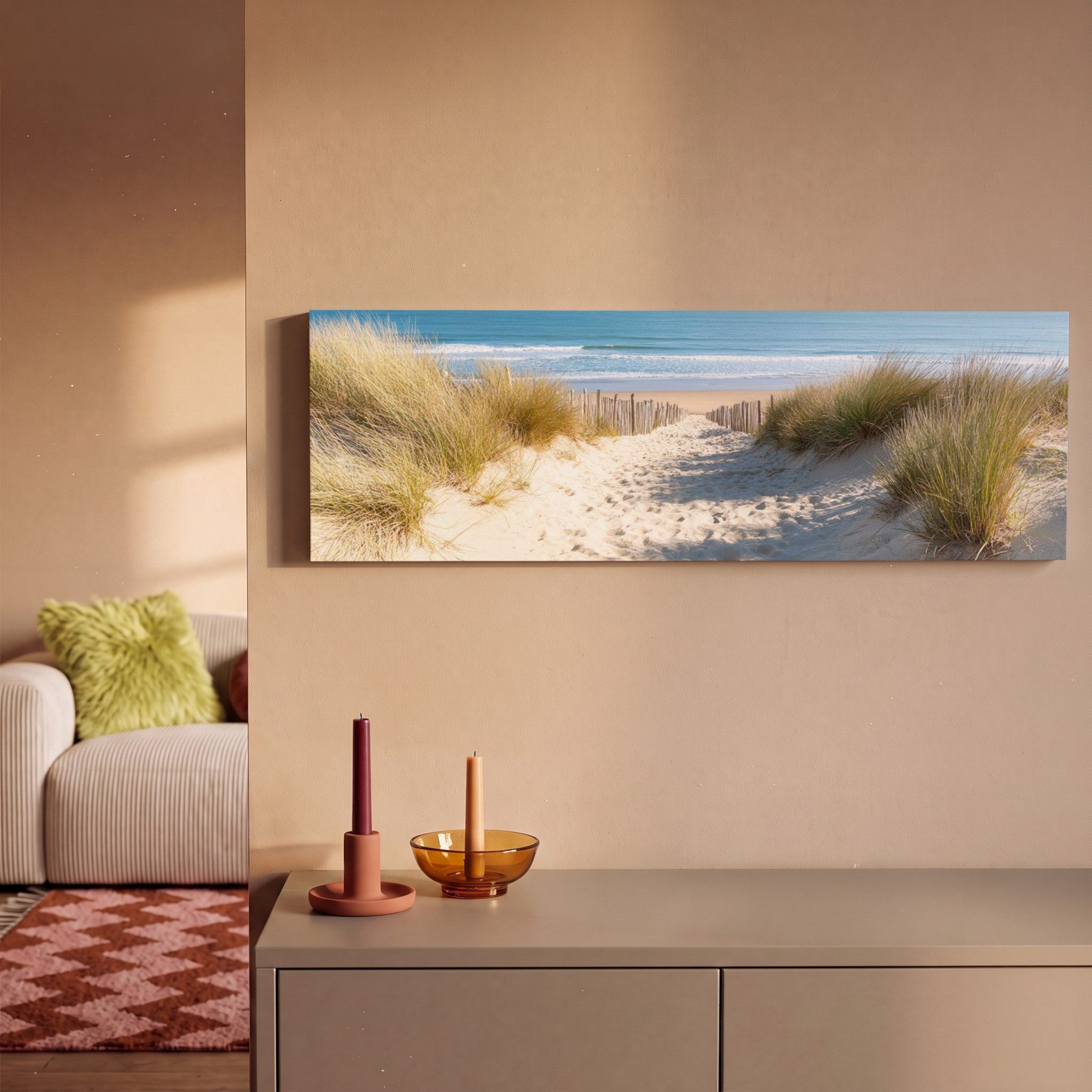 OneMillionCanvasses® Leinwandbild Panorama Strand - Meer - Düne - Sand - Sommer, Fotodruck (1 St), Wandbild, Deko Schlafzimmer Wohnzimmer Flur 60x20 cm – Bild 2 von 5
