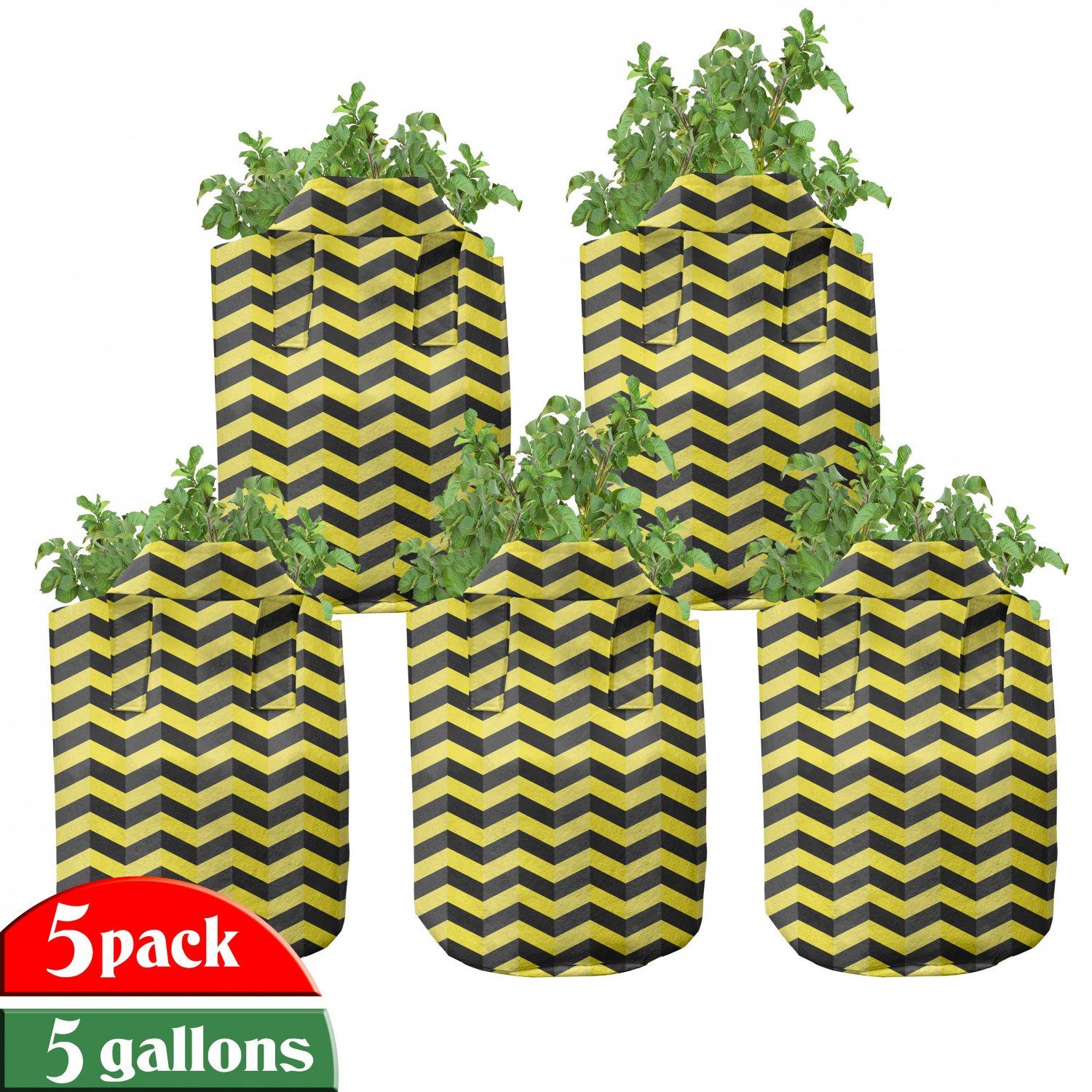 Abakuhaus Pflanzkübel hochleistungsfähig Stofftöpfe mit Griffen für Pflanzen, Yellow Chevron Warnschild