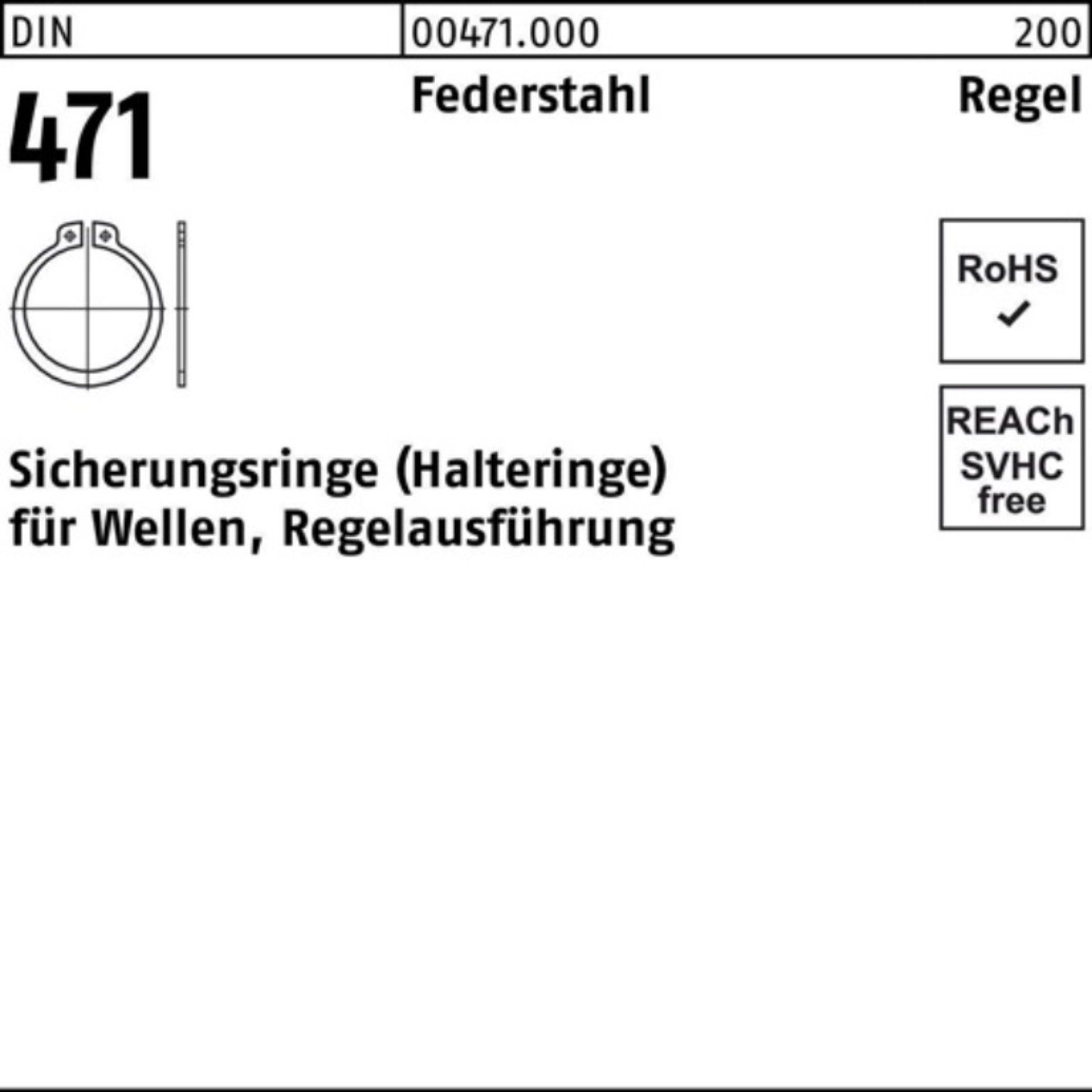 Reyher Sicherungsring 100er Pack Sicherungsring DIN 471 78x 2,5 Federstahl Regelausf. 50 St