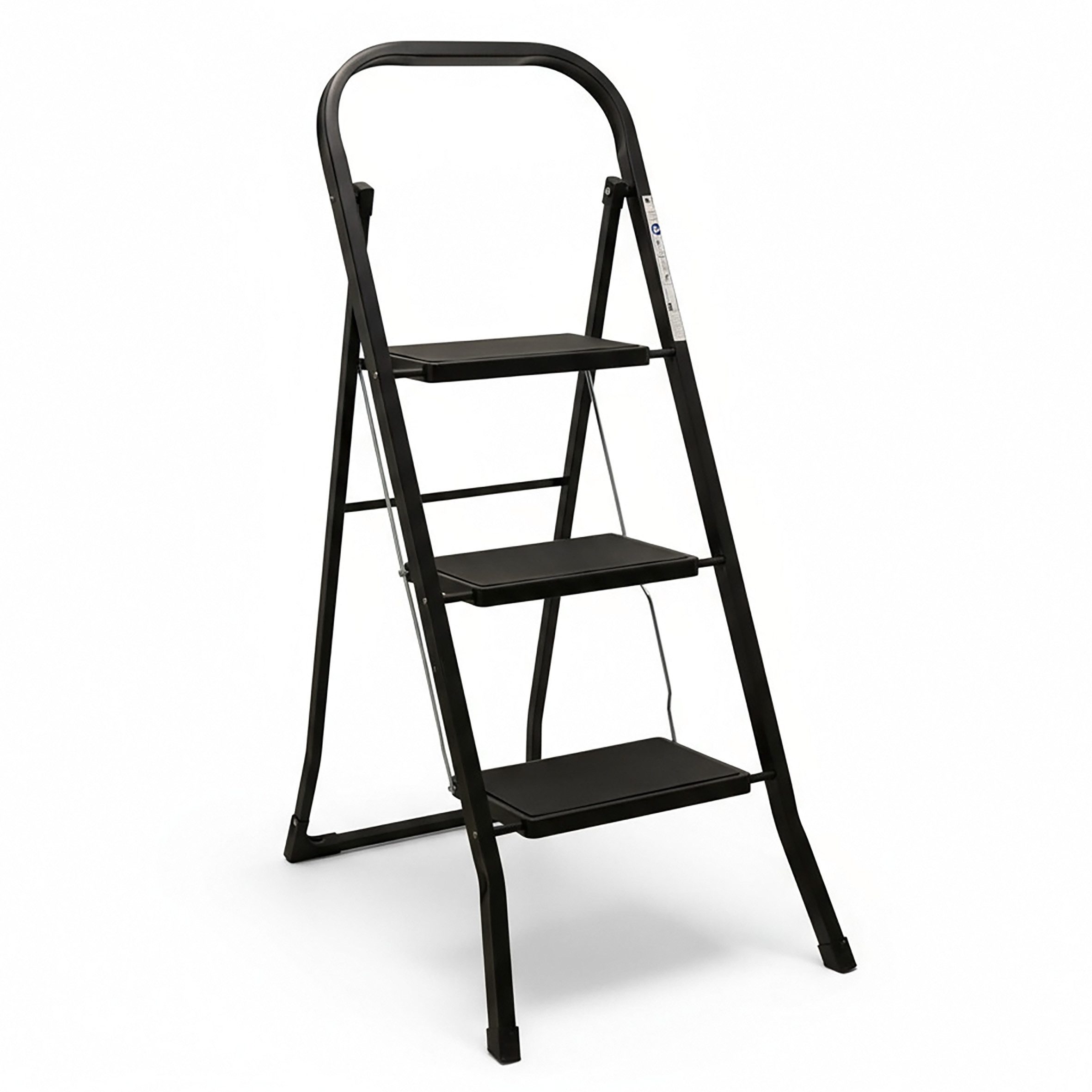 Spetebo Trittleiter Stahl Trittleiter 3-stufig klappbar mit Sicherung - 105 x 73 cm (Anzahl, 1-St., Stück), Belastbarkeit bis 150 kg