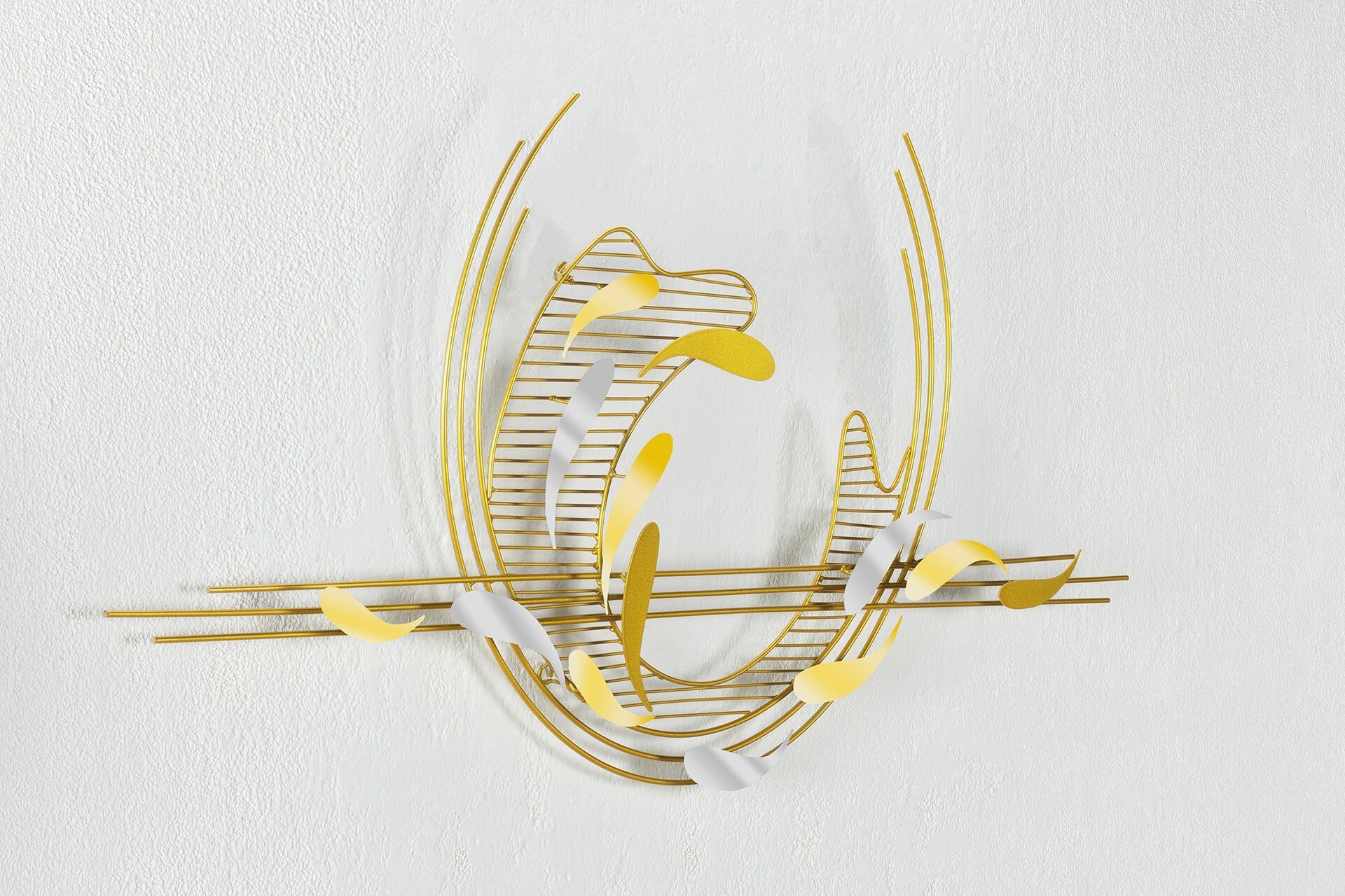 KUNSTLOFT Wanddekoobjekt Kreislauf der Wanddeko Metall 121x53x6 cm, Fische handgefertigte