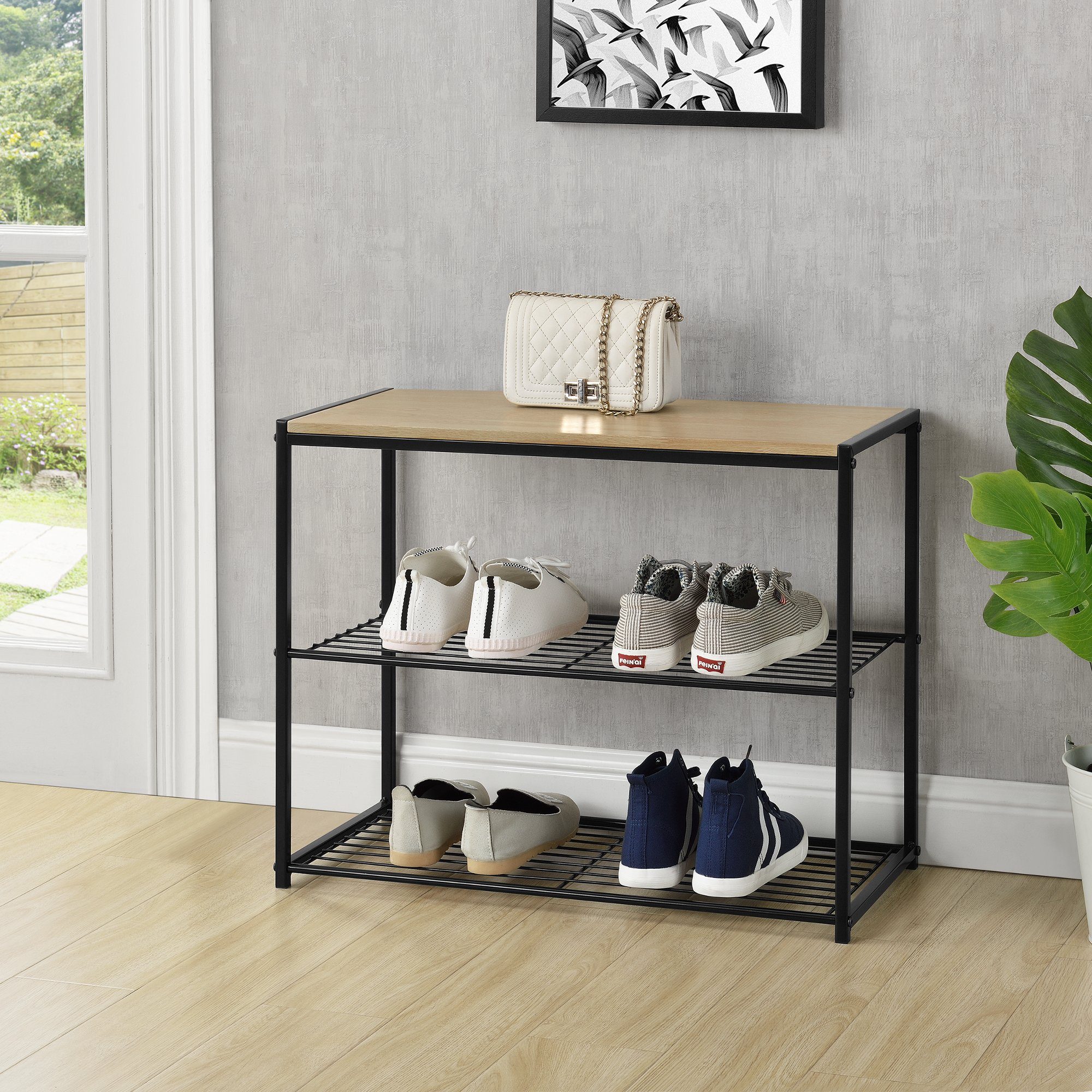 en.casa Schuhregal, »Stockach« aus Metall 62,8 x 29,8 x 50,8 cm