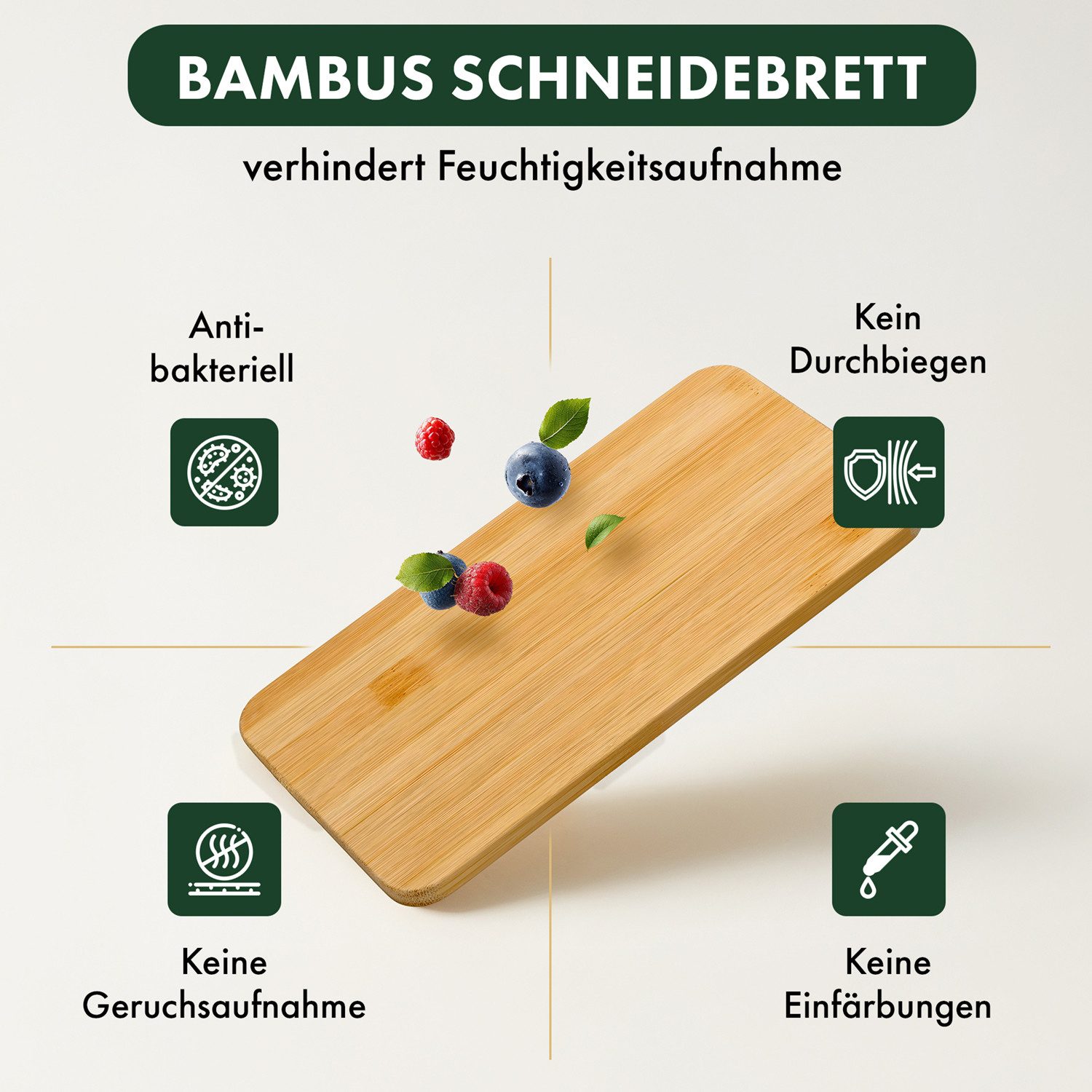 Blumtal Schneidebrett Frühstücksbrettchen 6er Set aus Bambus - 22x14x0,8 cm, Frühstücksbretter Holz, antibakterielles Holzbrettchen
