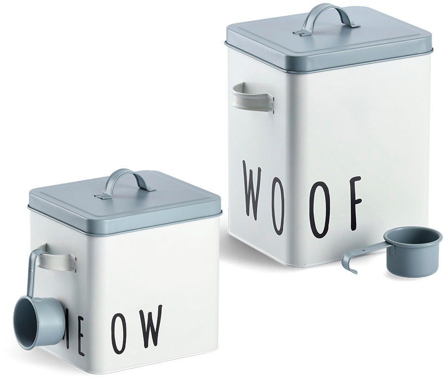 Zeller Present Vorratsdose Woof, Metall, (2-tlg), für Hundefutter,  Tierische Vorratsdose 