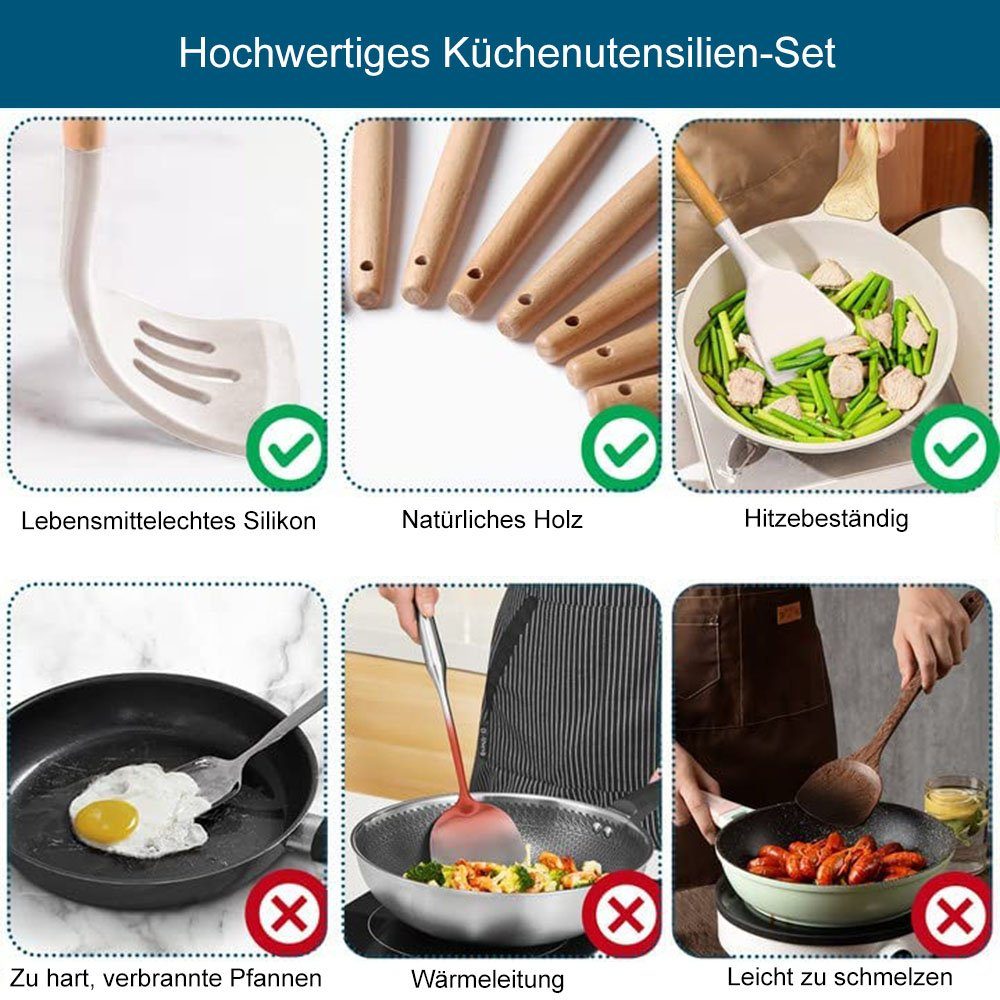 Küchenutensilien-Spatel-Set 44-teiliges NUODWELL Pfannenwender hitzebeständiges
