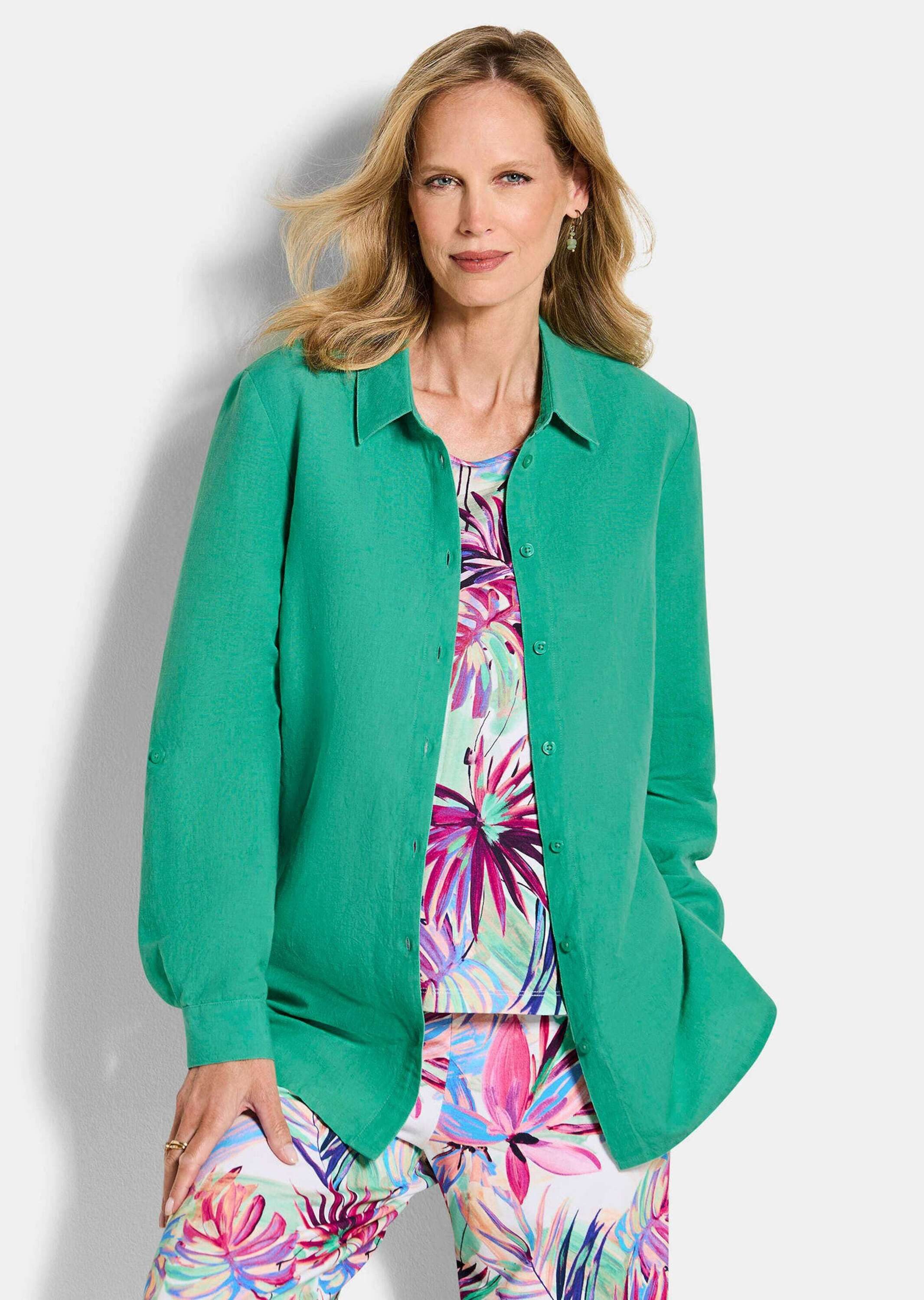 Hemdbluse Sommerbluse mit Seitenschlitz