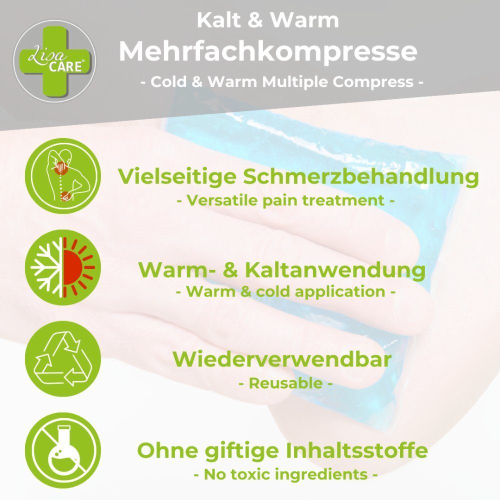LisaCare Kalt-Warm-Kompresse Kühlpads, Kühlkissen, Warmkompresse/Kaltkompresse, Kinder & Erwachsene, Set 3-tlg., Mikrowellen geeignet!