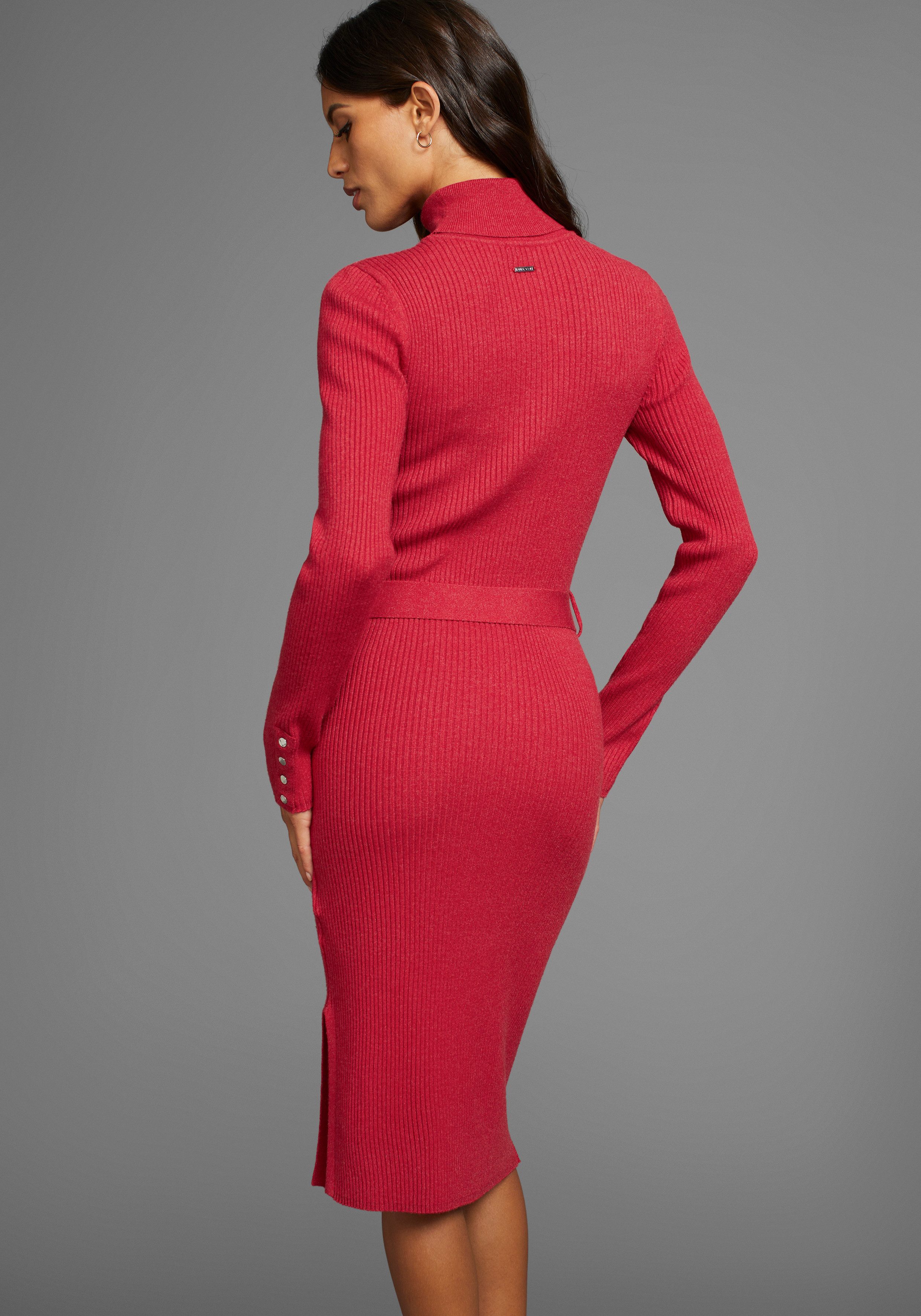 Laura Scott Strickkleid mit Rollkragen und Bindegürtel günstig online kaufen