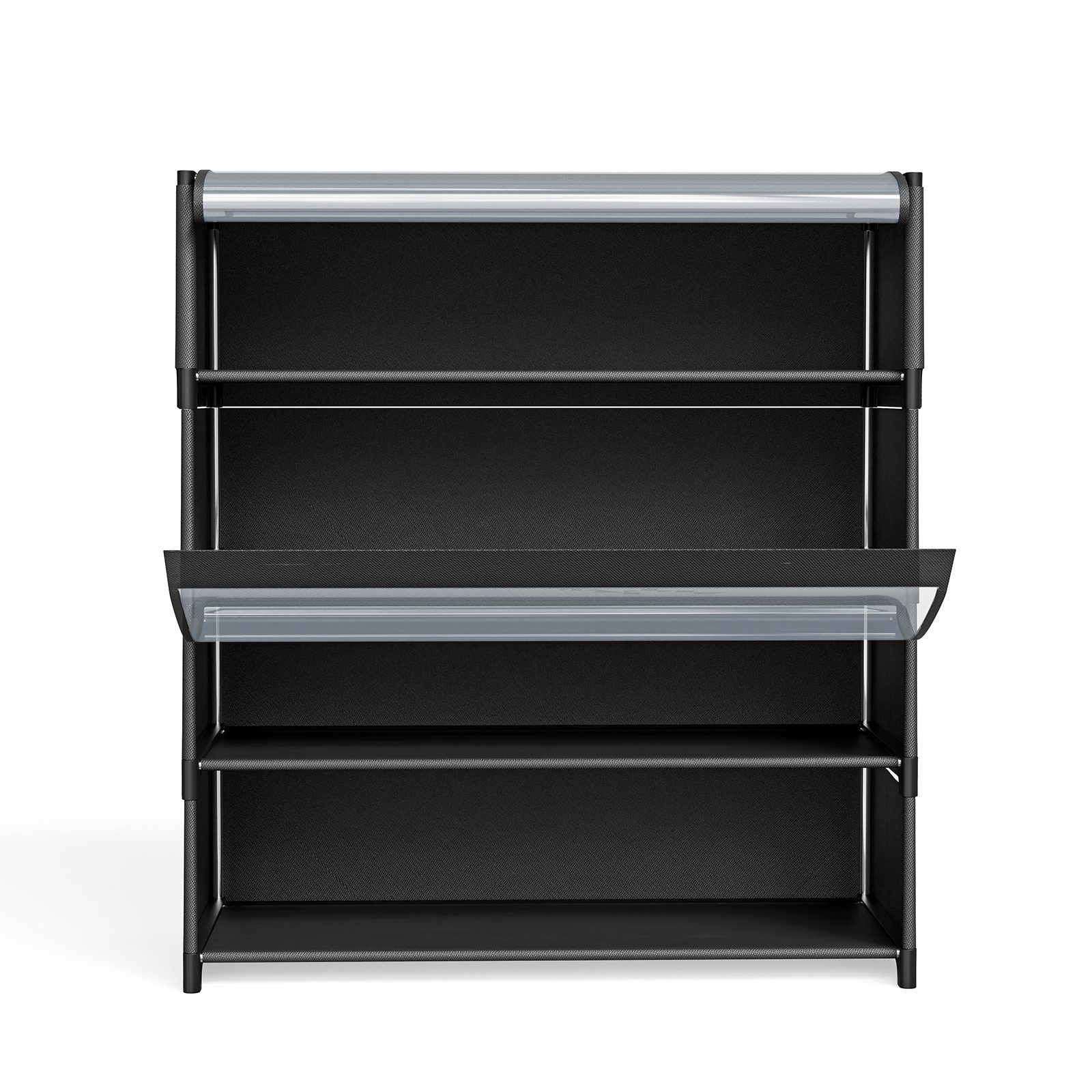 JEOBEST Schuhregal 4-stufiger Schuhschrank, mit Staubdichtem, Schuh-Organizer, Platzsparend, Schuhaufbewahrung aus Stoff, PP-Kunststoff – Bild 2 von 5