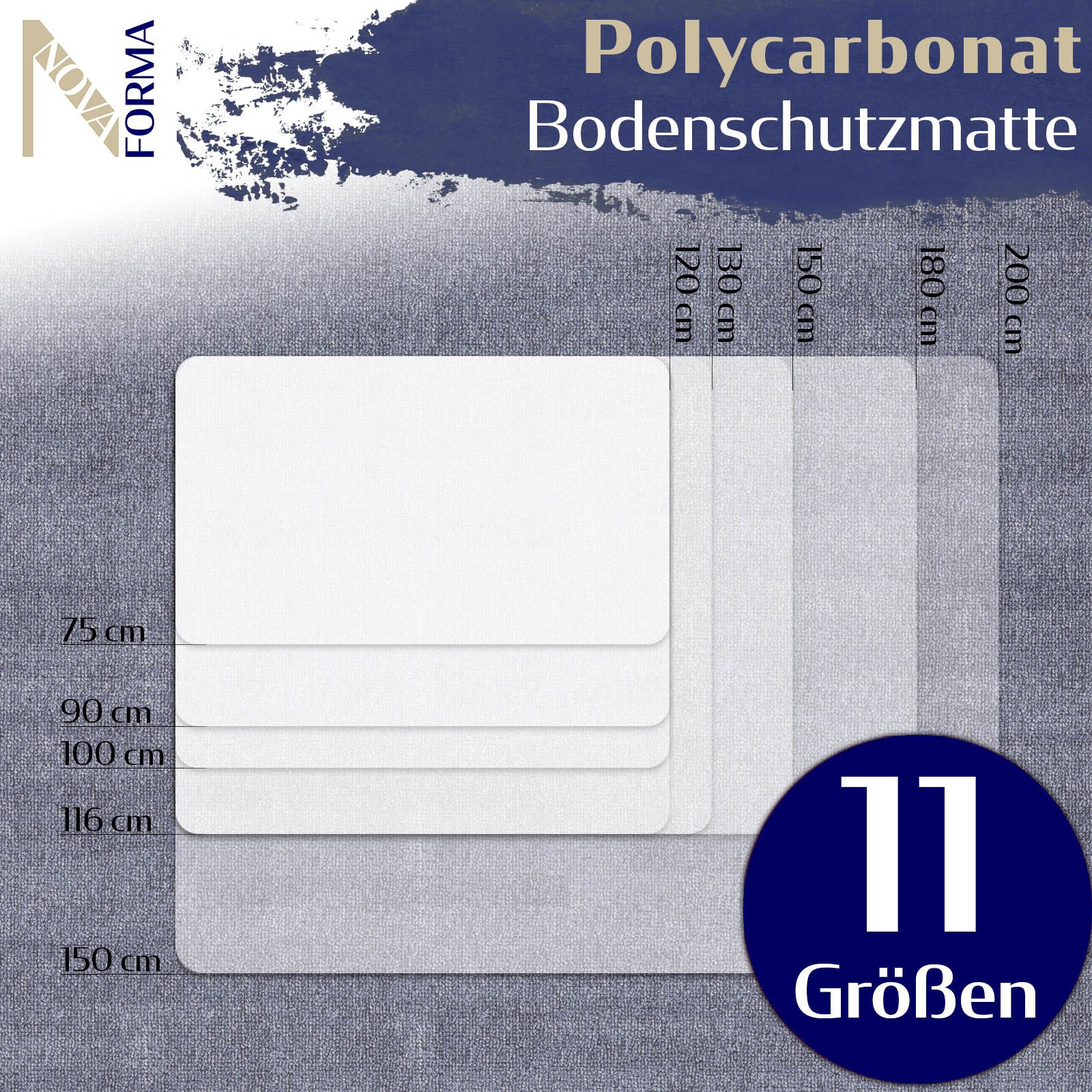Nova Forma Bodenschutzmatte DURA, - transparente Stuhlmatte für Teppichböden - Unterlage Bodenschutz
