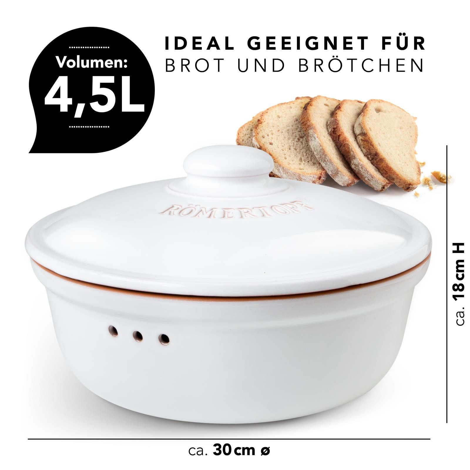 RÖMERTOPF Römertopf Brottopf Rund Ø 30cm - Keramik Brotkasten – Bild 4 von 5