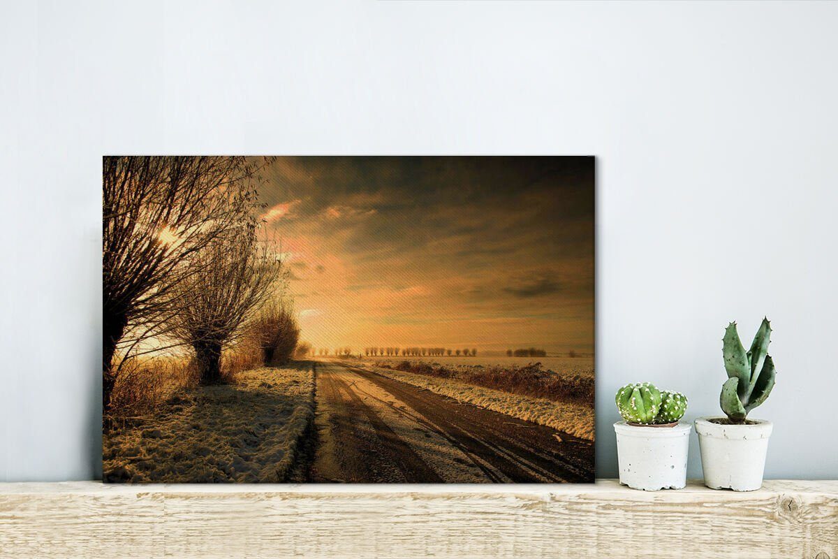 Leinwandbilder, Friesland Wanddeko, - - Winter, (1 Leinwandbild cm Wandbild 30x20 Dokkum St), Aufhängefertig, OneMillionCanvasses®