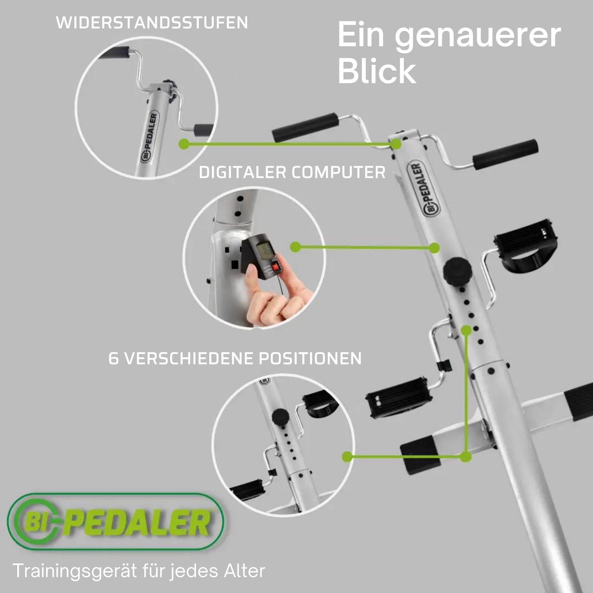 Gymform® Heimtrainer Bi Pedaler (mit oder ohne Computer, mit Magnetarmband), Bewegungstrainer für Senioren, Arme und Beine, Sport im sitzen