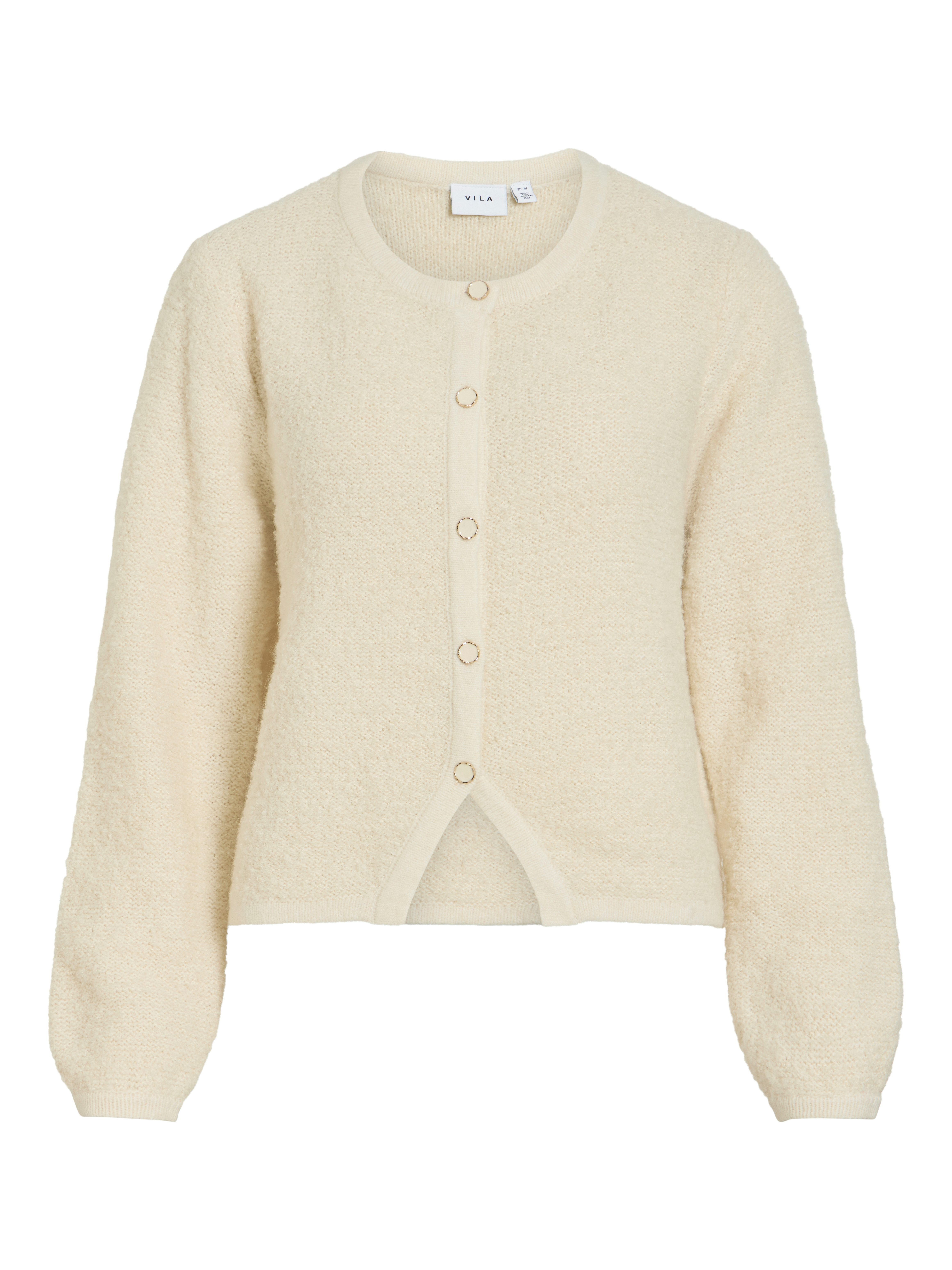 Vila Strickjacke VIPIGGA O-NECK L/S KNIT JACKET NOOS Materialmix – Bild 5 von 5