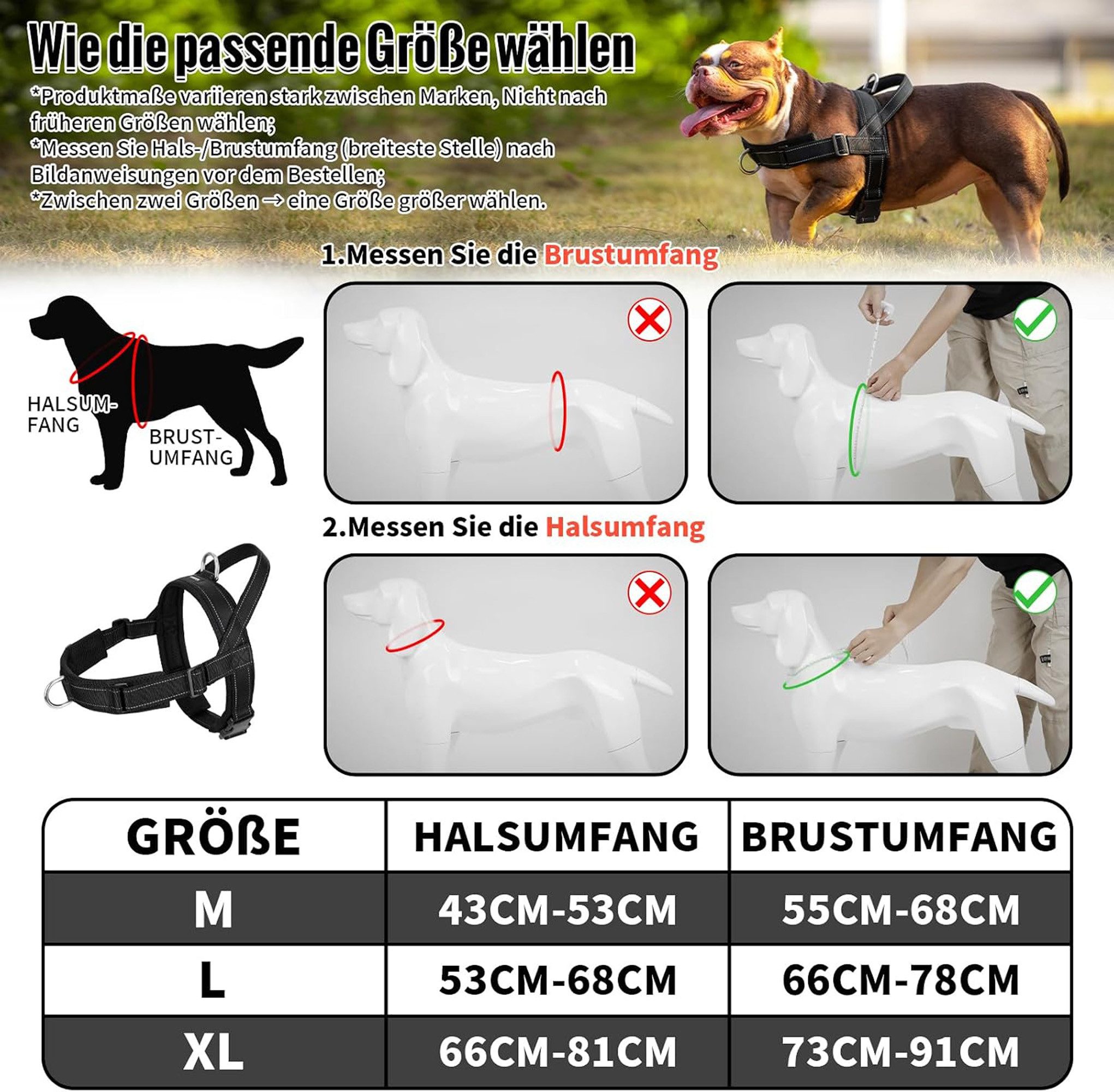 ibettertec Hundeweste Hundegeschirr, Anti-Zug Geschirr, Brustgeschirr, Training, Zugentlastendes Design, Weiche Polsterung