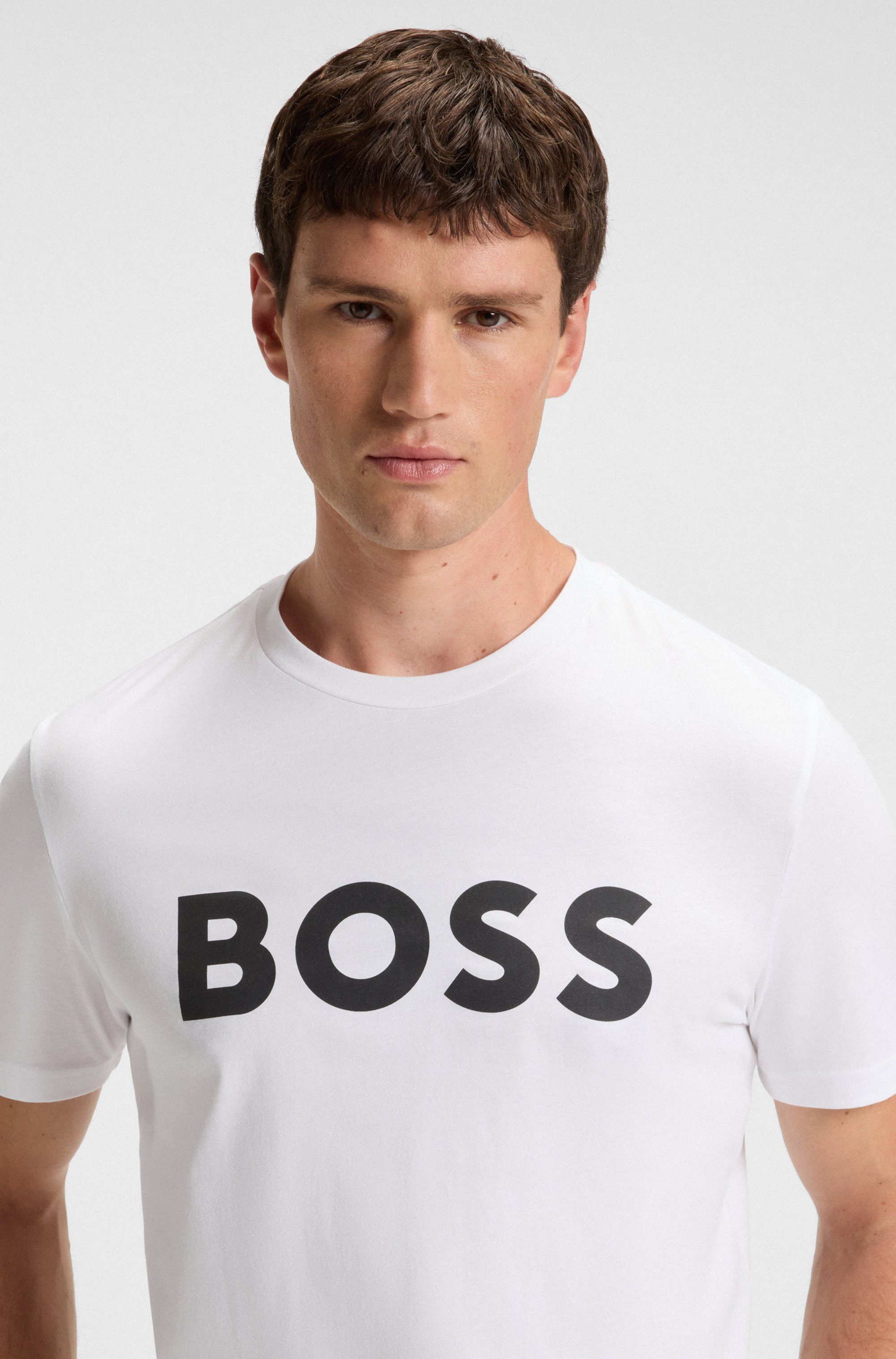 BOSS ORANGE T-Shirt Thinking mit großem BOSS Druck auf der Brust