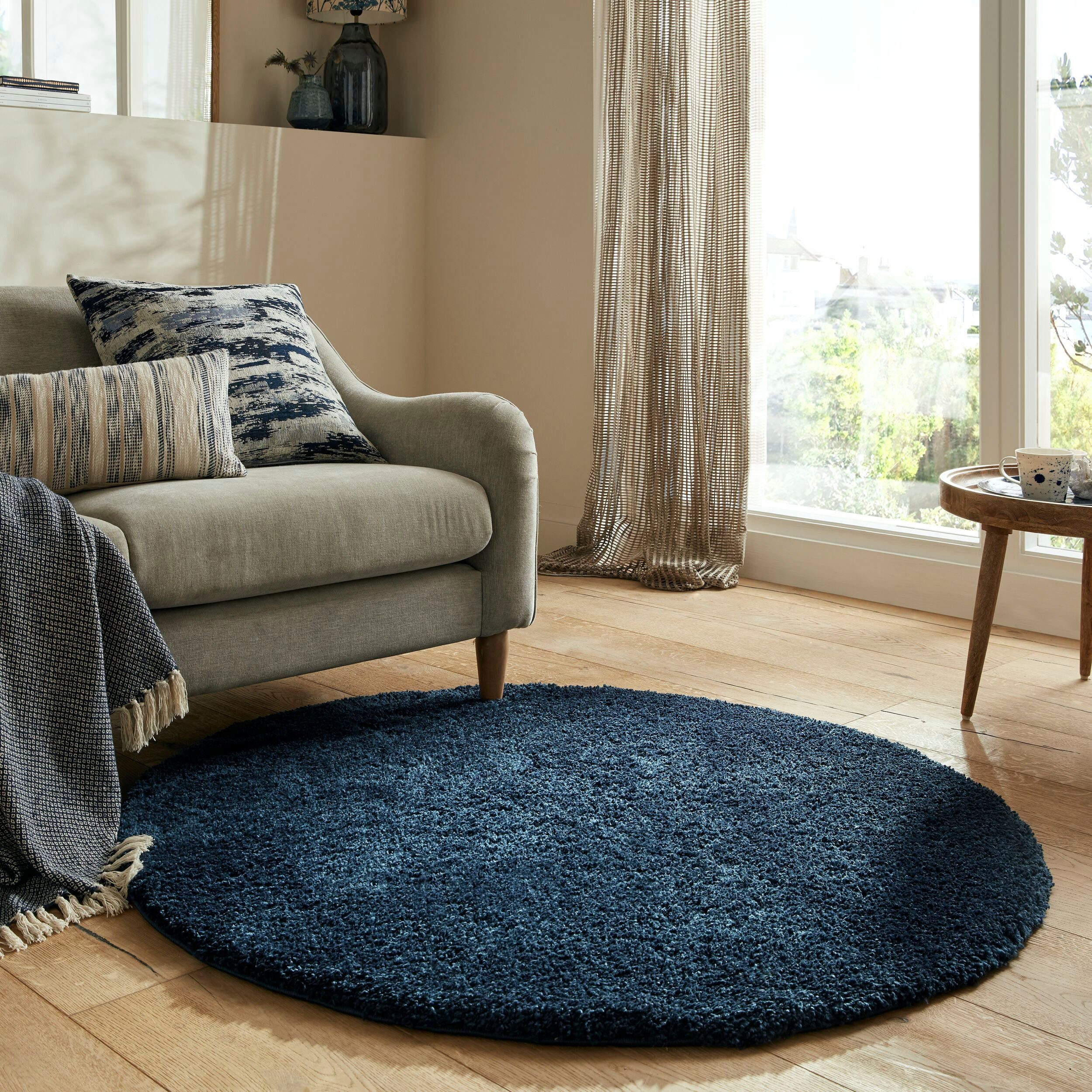 FLAIR RUGS Hochflor-Teppich Feather, rund, Höhe: 40 mm