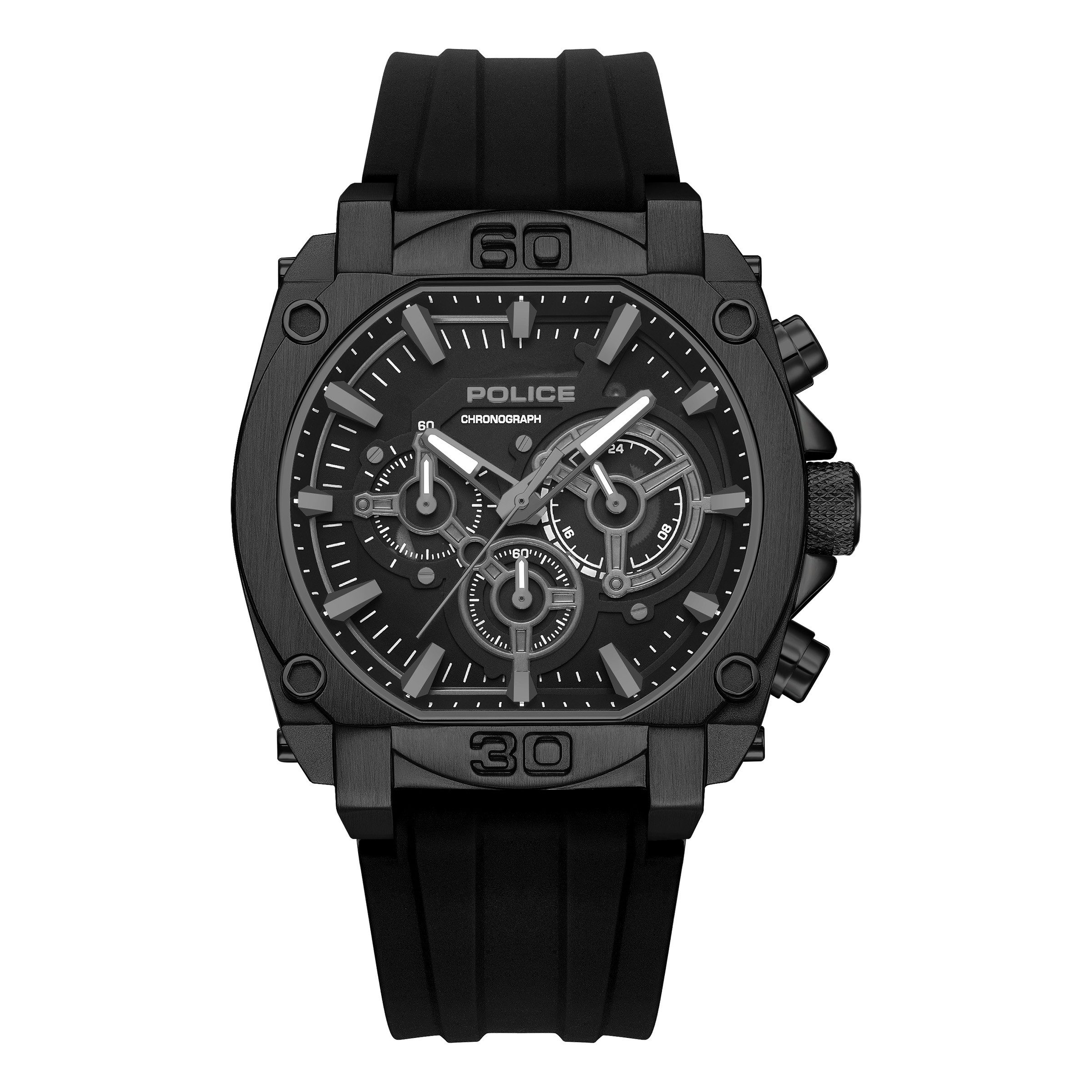 Police Chronograph Norwood PEWGO0092901, Quarzuhr, Armbanduhr, Herrenuhr, Silikonarmband, analog, Stoppfunktion