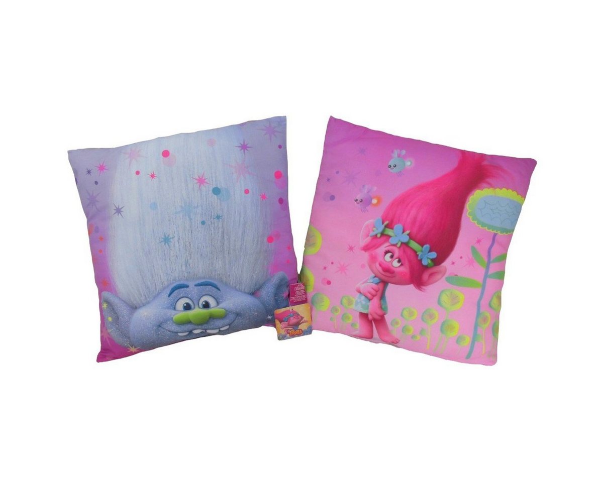 CTI Dekokissen Trolls Poppy Kinderkissen mit Wendemotiv ca. 40 x 40 cm Polyester, authentische Darstellung