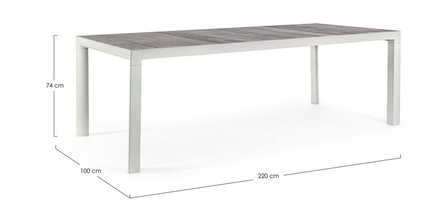 220x100x74cm Natur24 Esstisch Tisch Esstisch Aluminium Mason