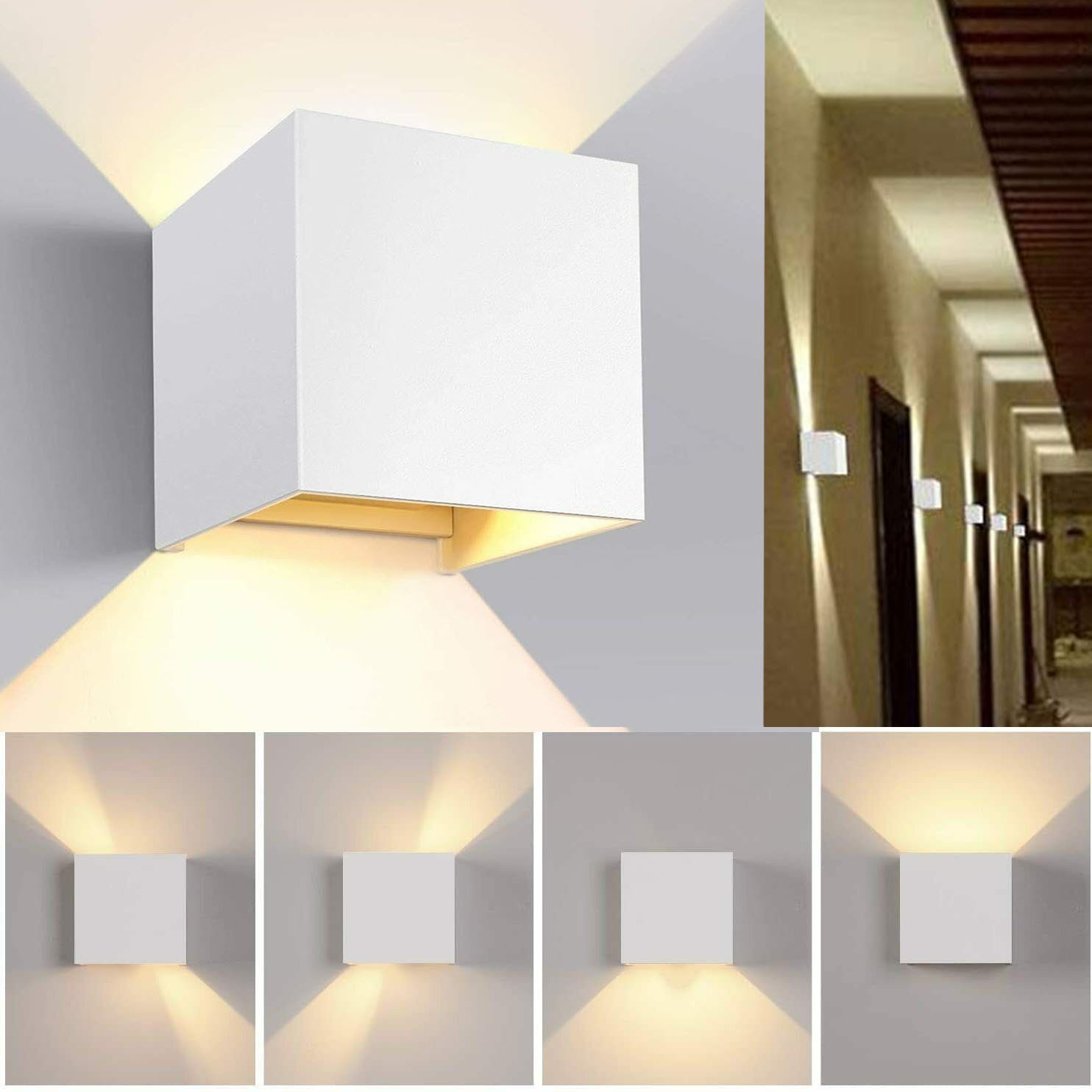 oyajia Wandleuchte 2 Stück 7W Metall LED Wandlampe, Auf und ab Einstellbarer Lichtstrahl, LED fest integriert, Warmweiß, LED Wandlampe mit Bewegungsmelder,für Wohnzimmer, Flur, Balkon, Hotel