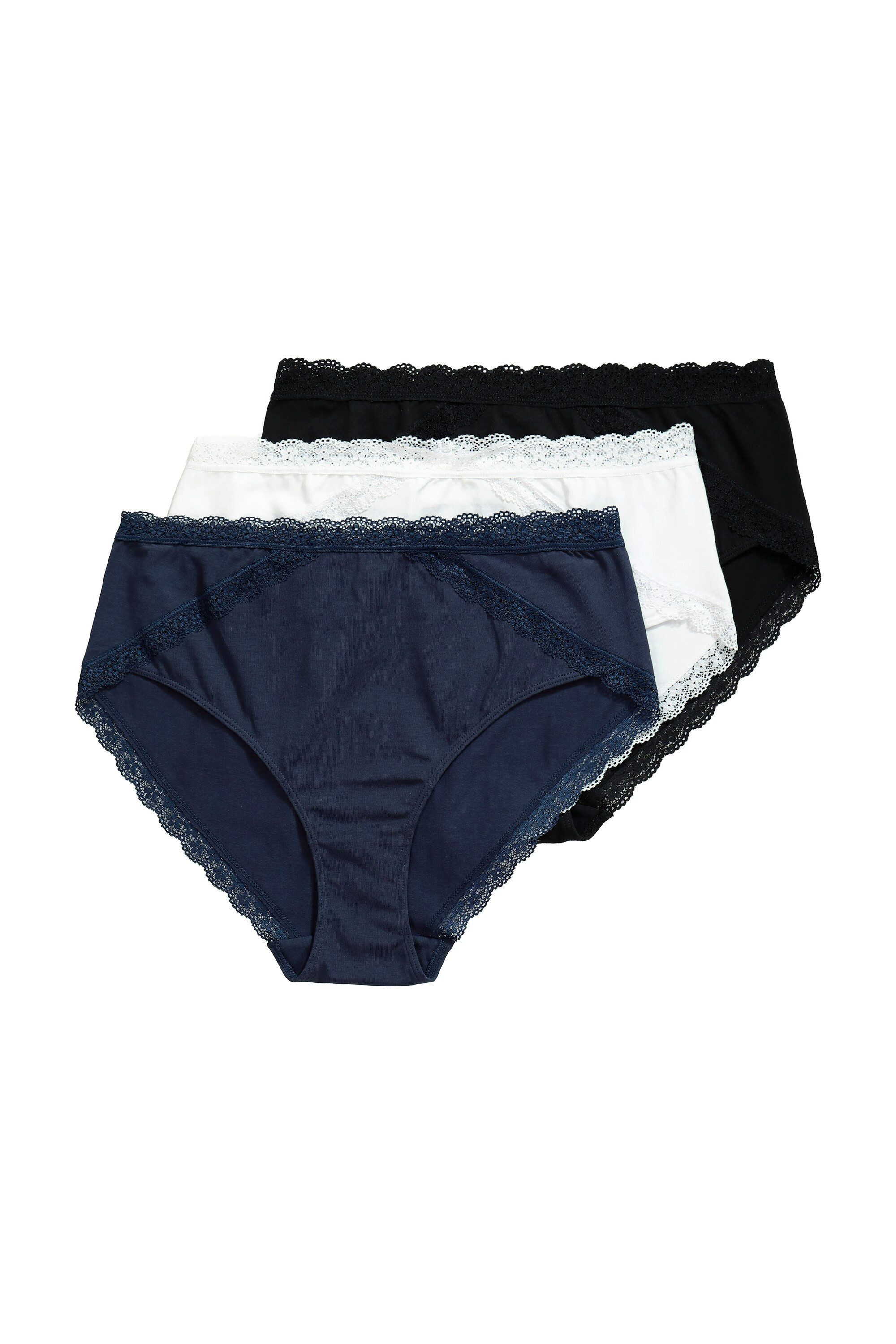 Ulla Popken Slip Midislips 3er-Pack Spitzenband