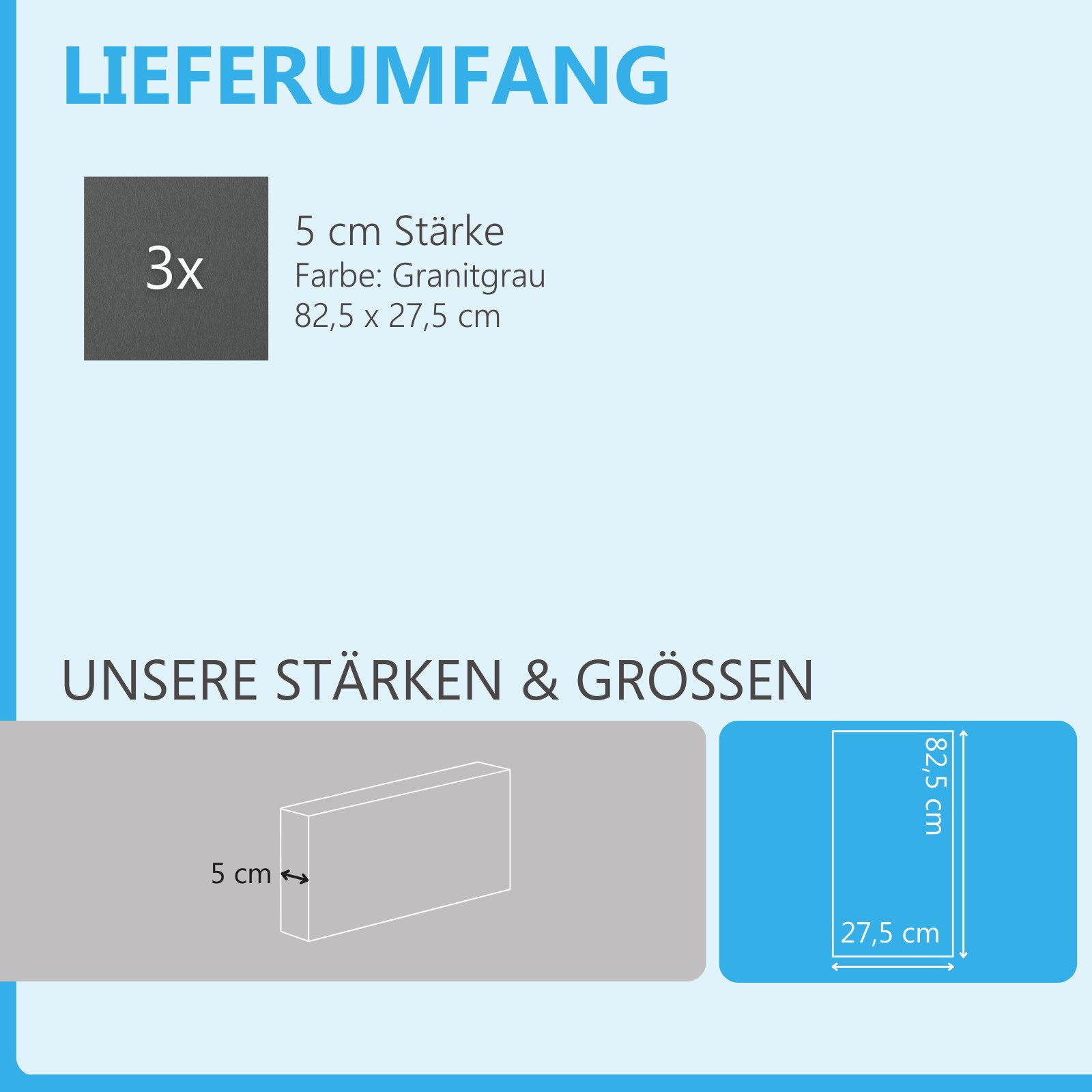 platino24 Akustikplatte 3 Rechtecke aus Basotect ® G+ mit Akustikfilz, je 825x275x50mm