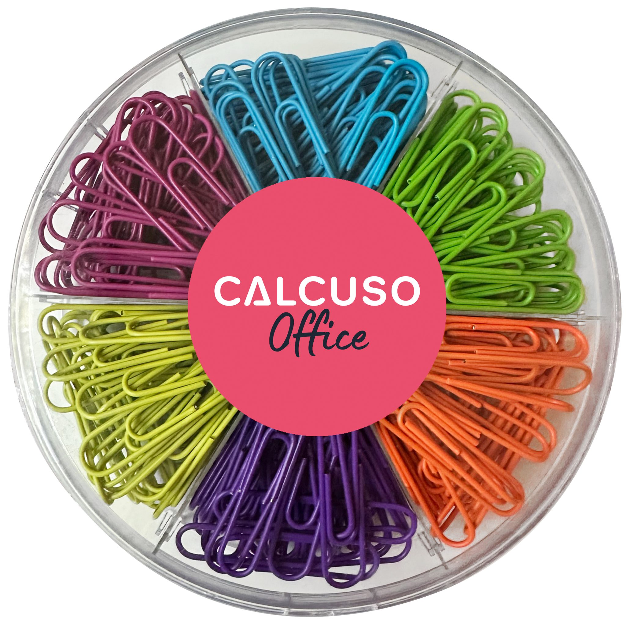 CALCUSO Büroklammer – 150 bunte Briefklammern, 6 Farben à 25 in Box