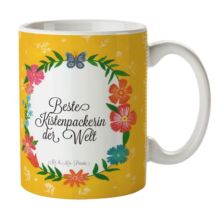 Mr. & Mrs. Panda Tasse Kistenpackerin - Geschenk Berufsausbildung Kaffeetasse Gratulation Keramik