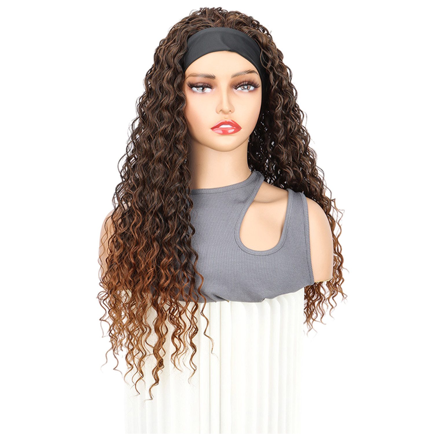 Refttenw Kunsthaarperücke Damenperücke 66cm Lange Lockige Stirnband Perücke günstig online kaufen