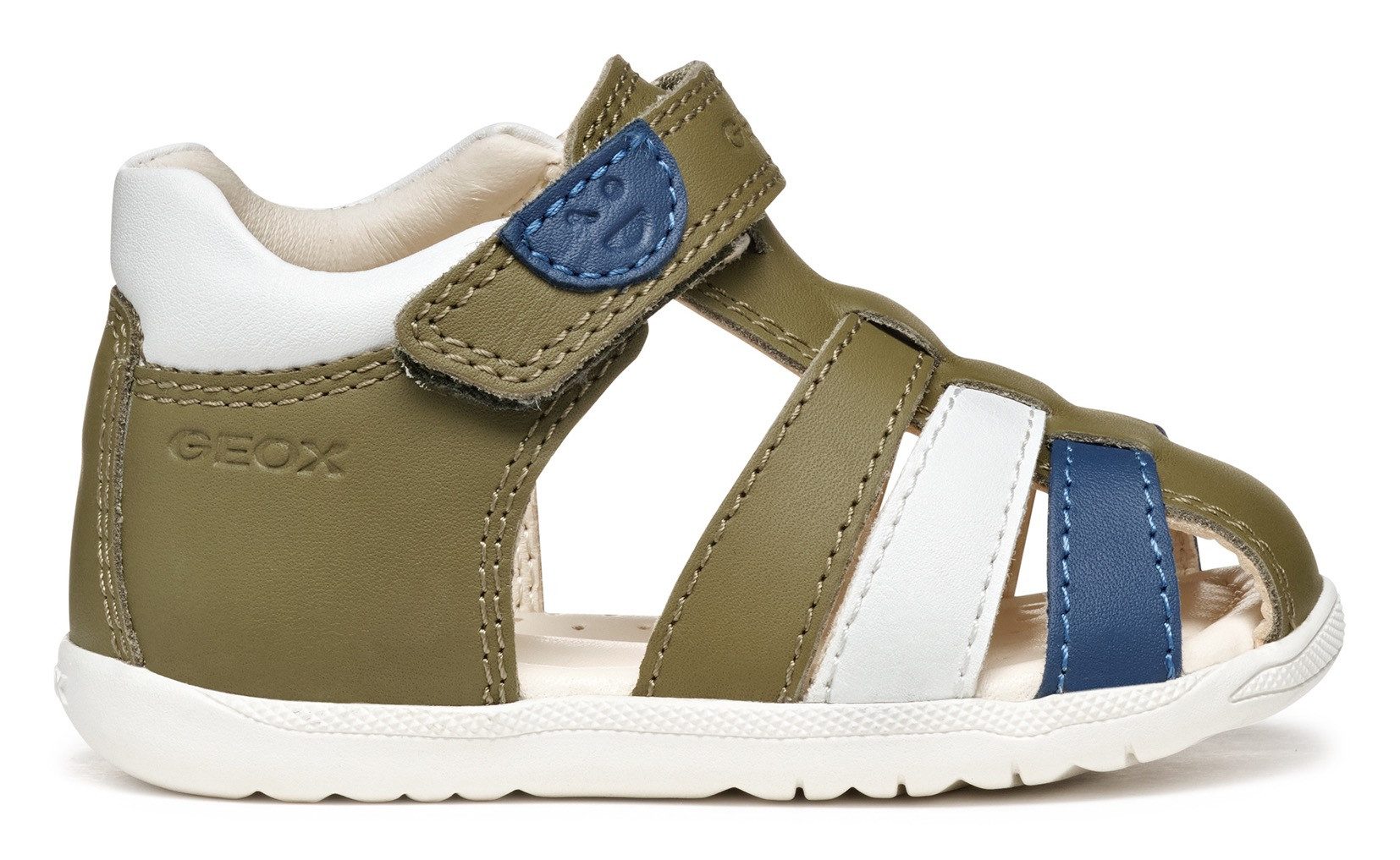 Geox B SANDAL MACCHIA BOY Lauflernschuh, Sandale, Babyschuh, Klettschuh mit bunten Riemchen